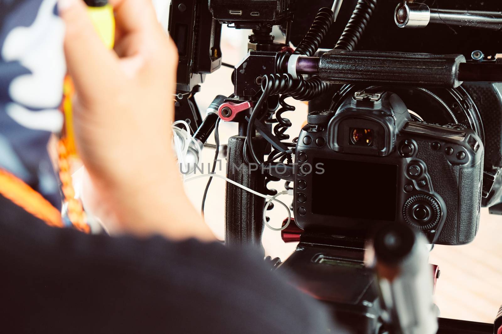 Professional camera equipment,Film production crew