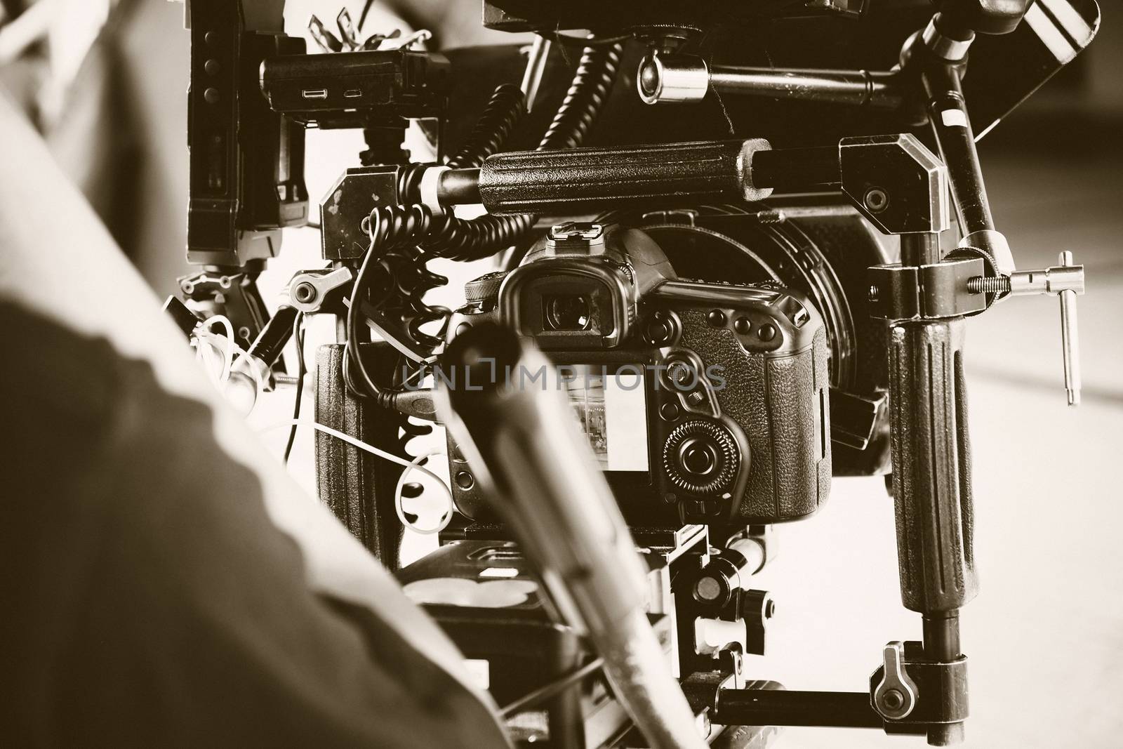 Professional camera equipment,Film production crew