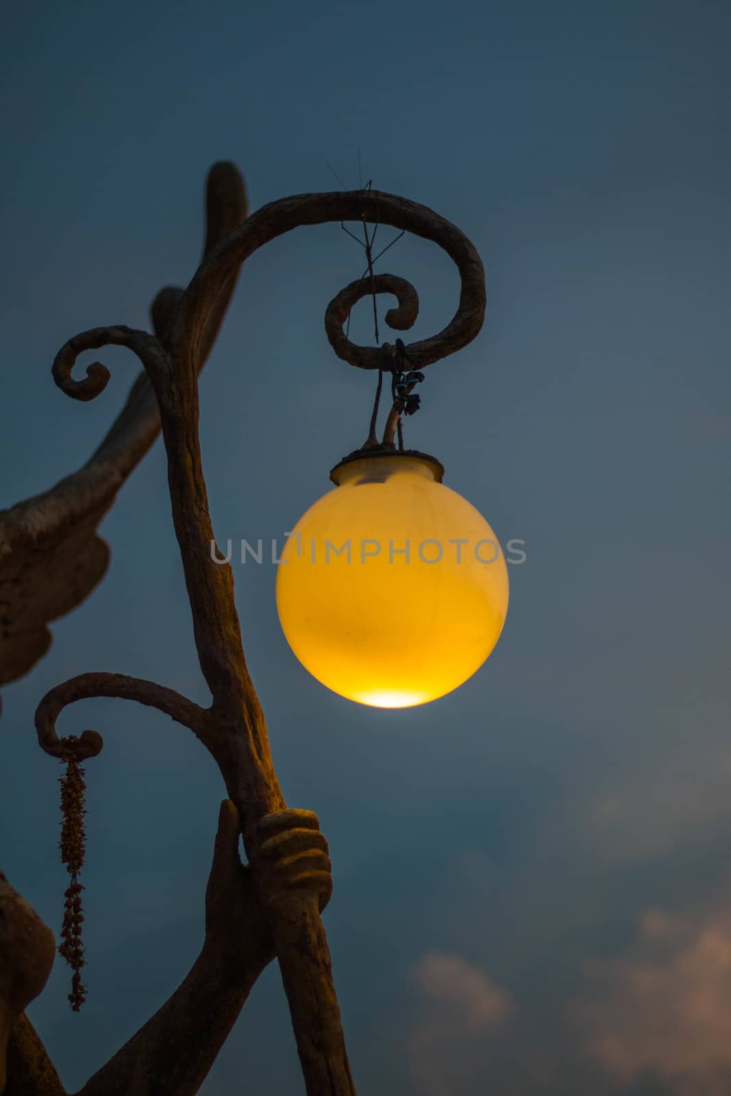 beautiful lighting ball hanging on sky background
