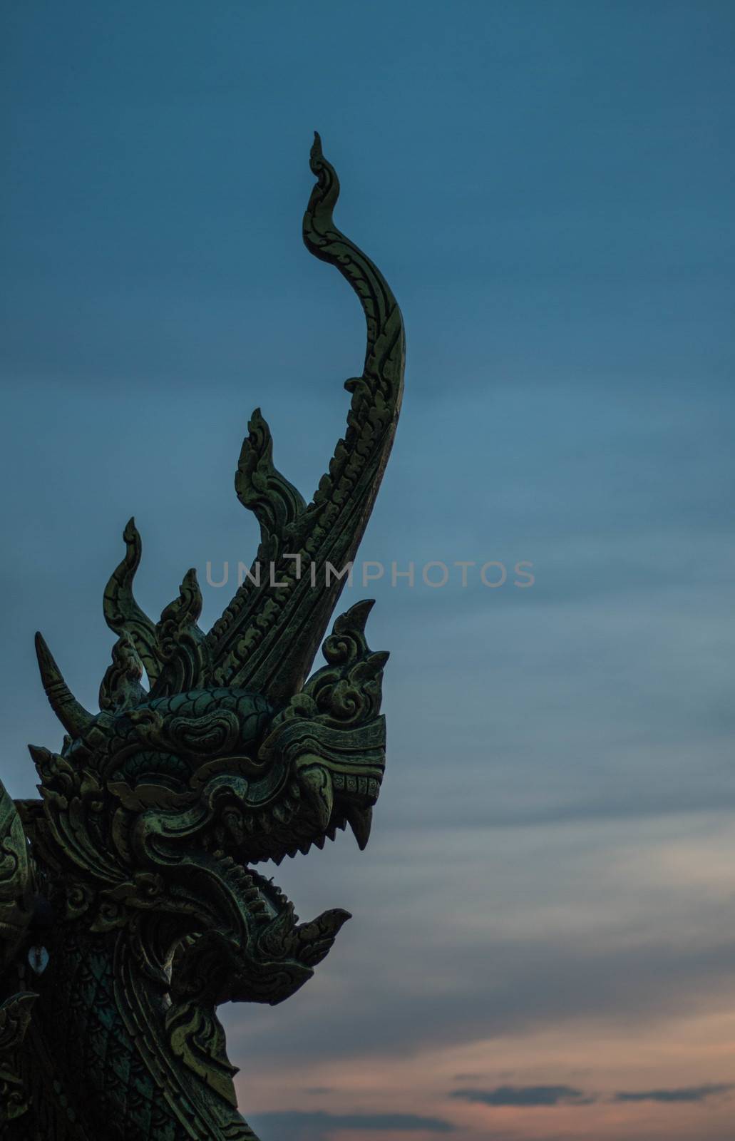 beautiful naga statue or King of nagas Serpent animal in Buddhist legend