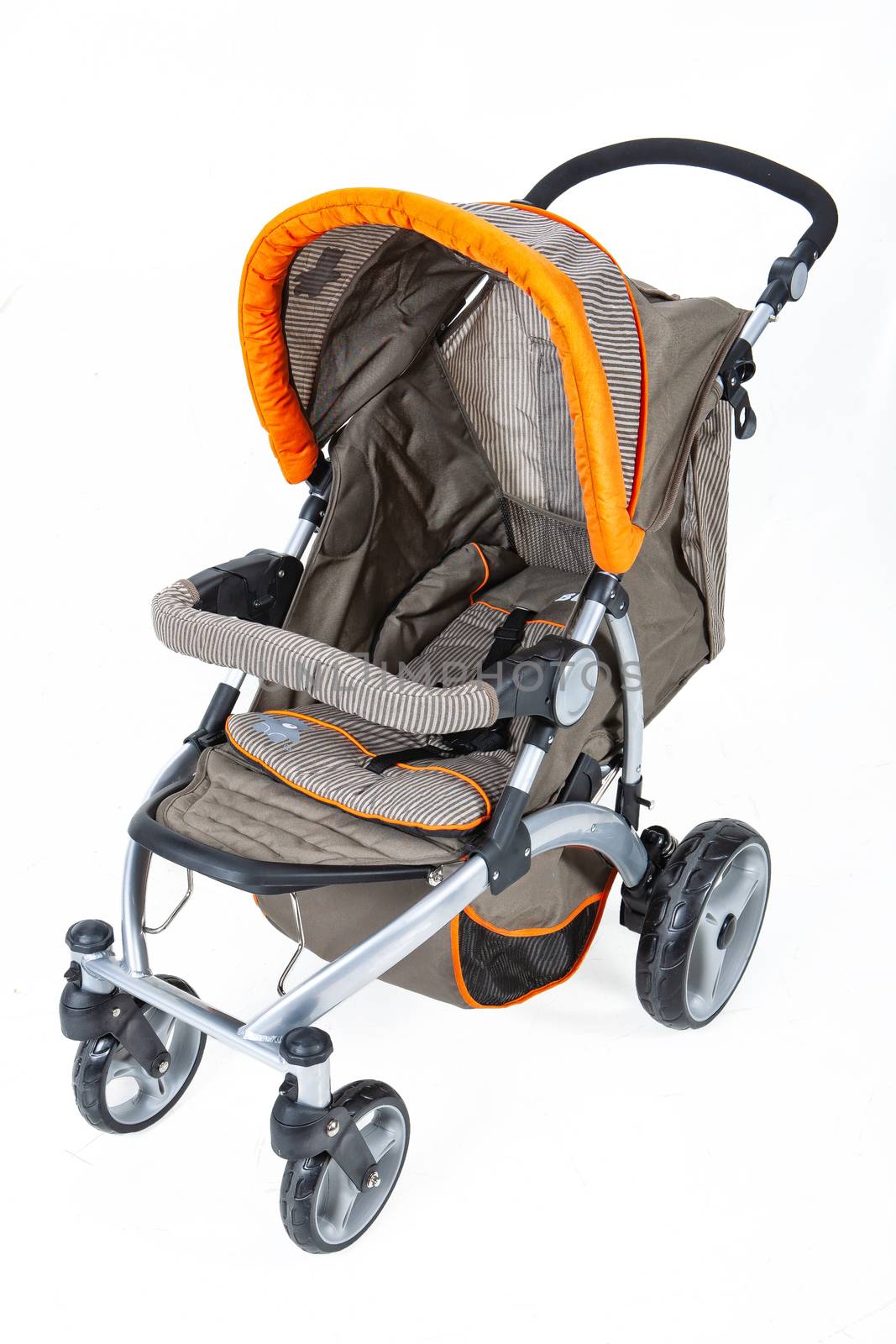 Baby carriage on an isolated studio background