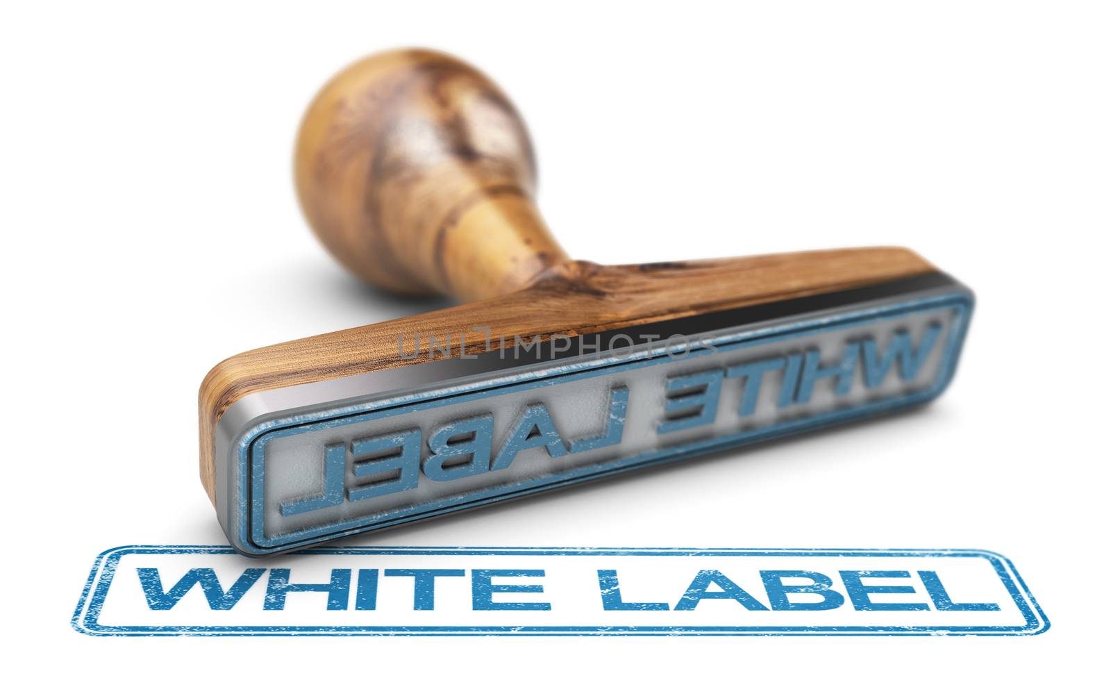 White Label or Private Labeling, Rubber Stamp Over White Backgro by Olivier-Le-Moal