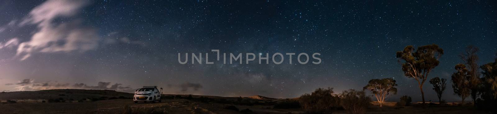 panoramic stars landscape in milky way night