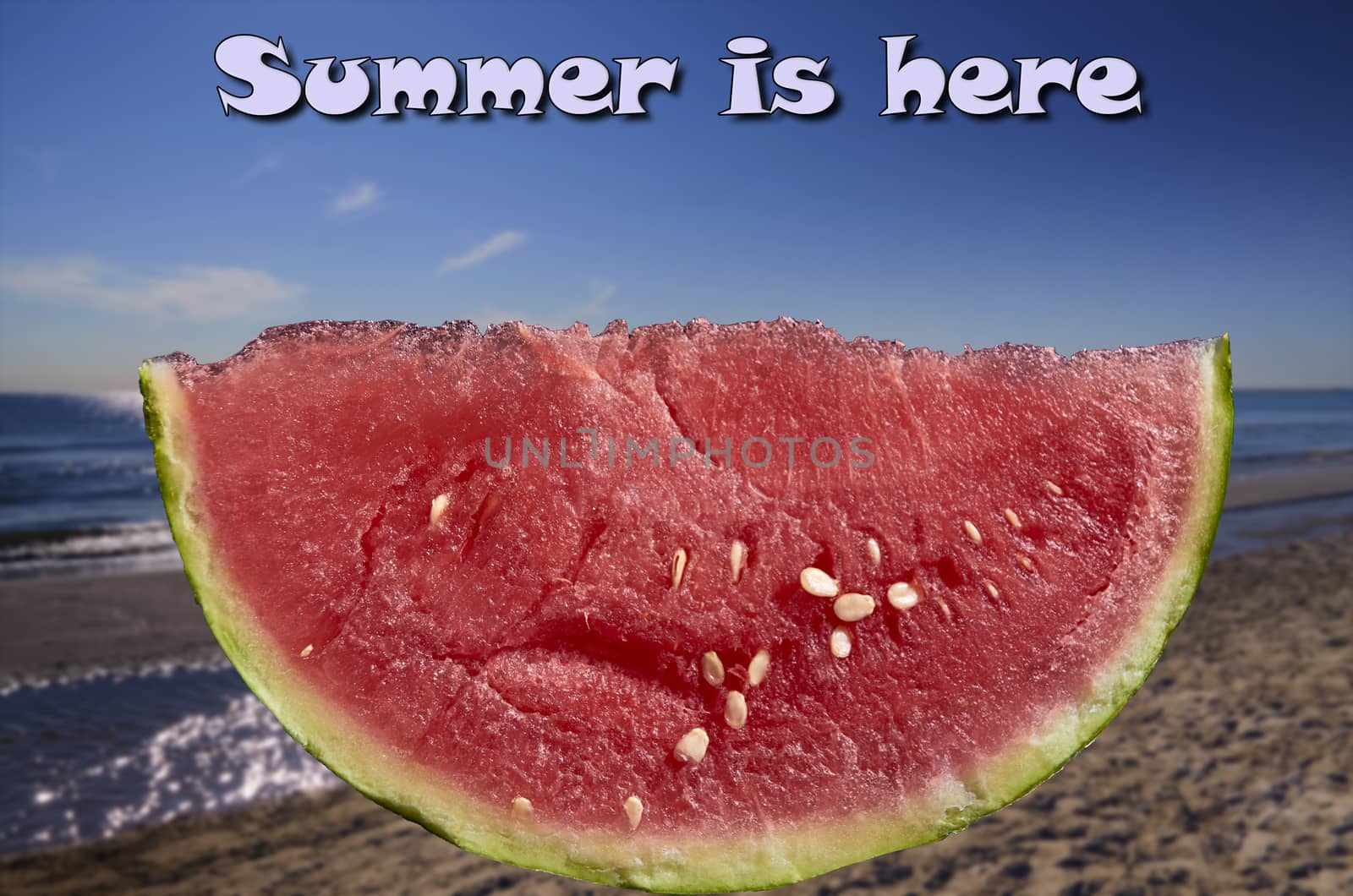 Image slice of watermelon beach background