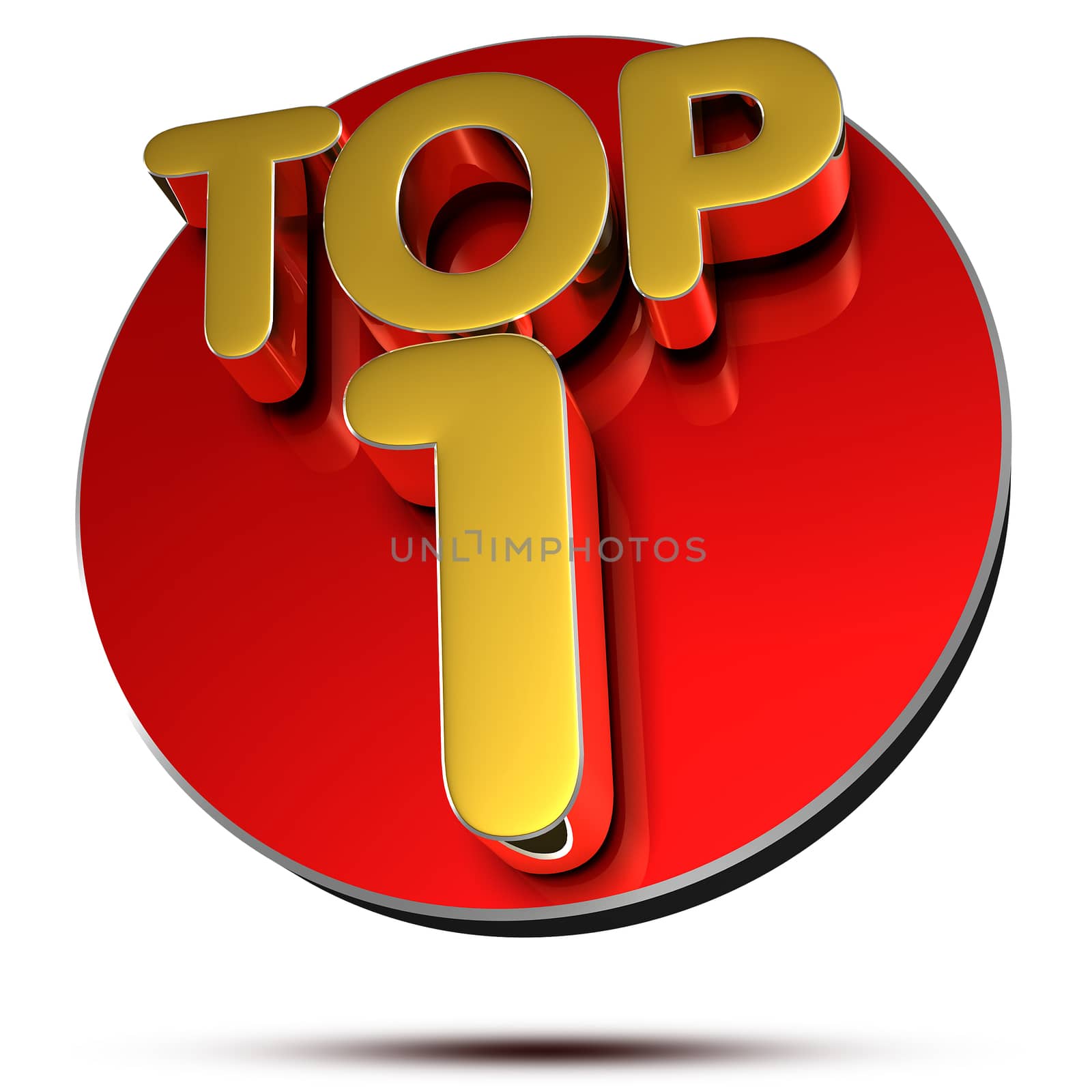 Top 1 3d rendering on white background.(with Clipping Path).