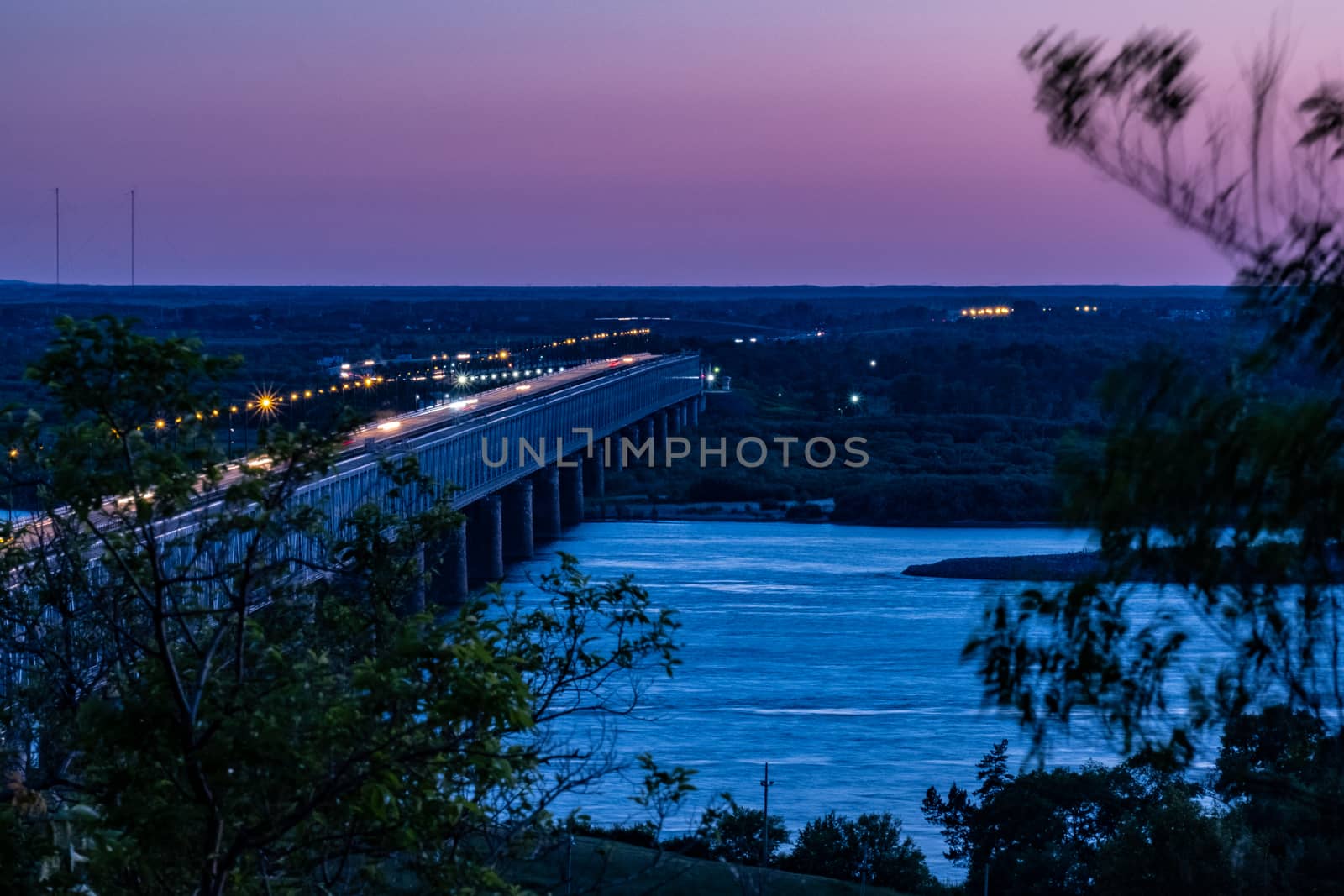 Bridge over the Amur river in Khabarovsk, Russia. Night photography. by rdv27