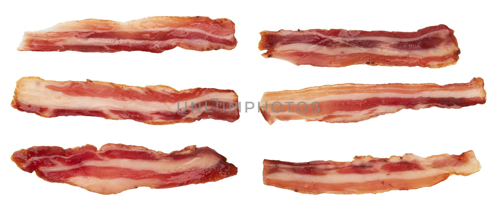 Raw bacon isolated on white background