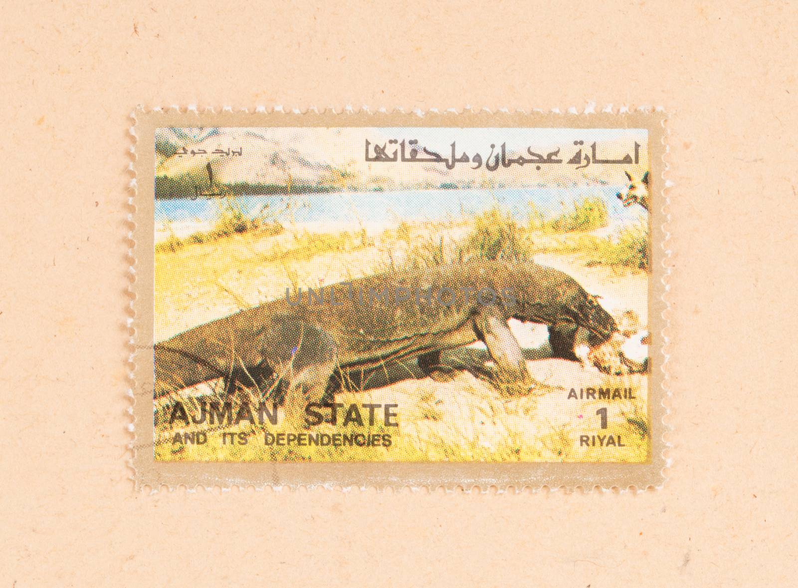 UNITED ARAB EMIRATES - CIRCA 1980: A stamp printed in the UAE sh by michaklootwijk