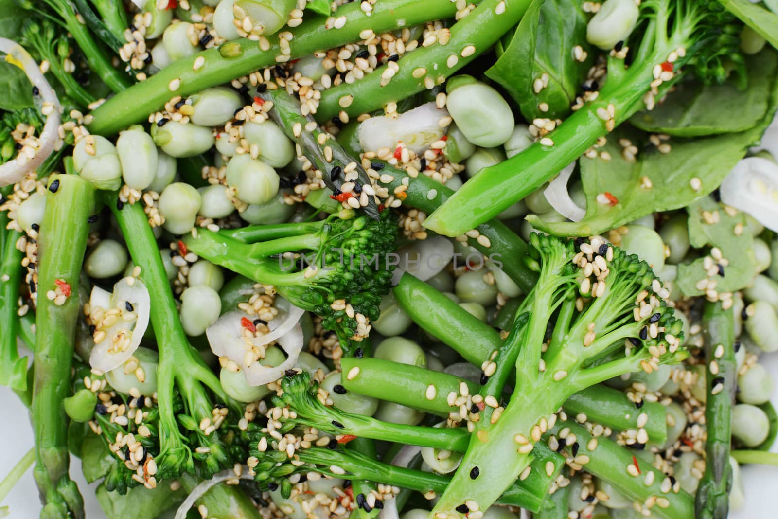 Spring salad of fresh broccolini and beans by sarahdoow