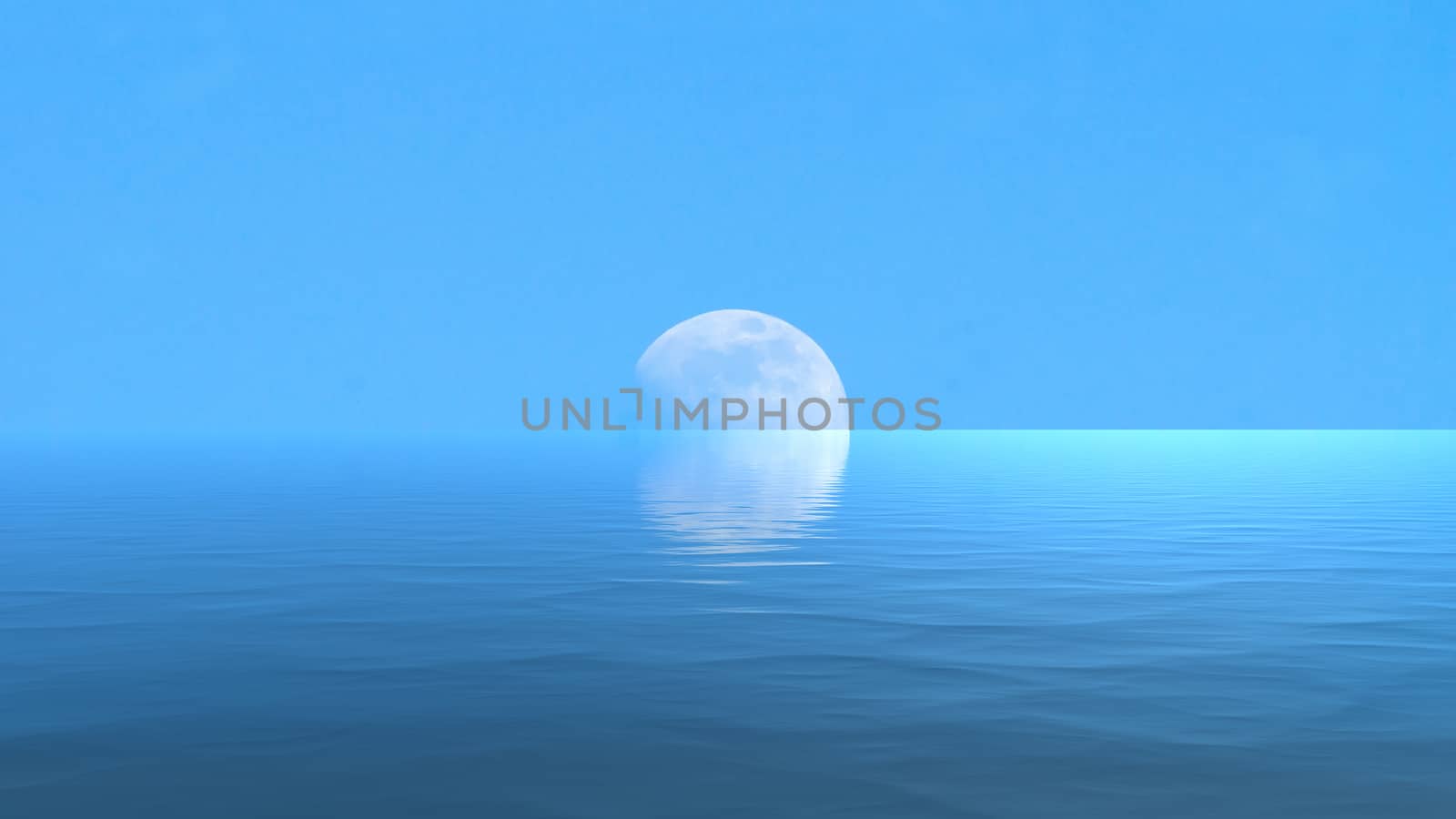 Moon over the blue wide sea by Fr@nk