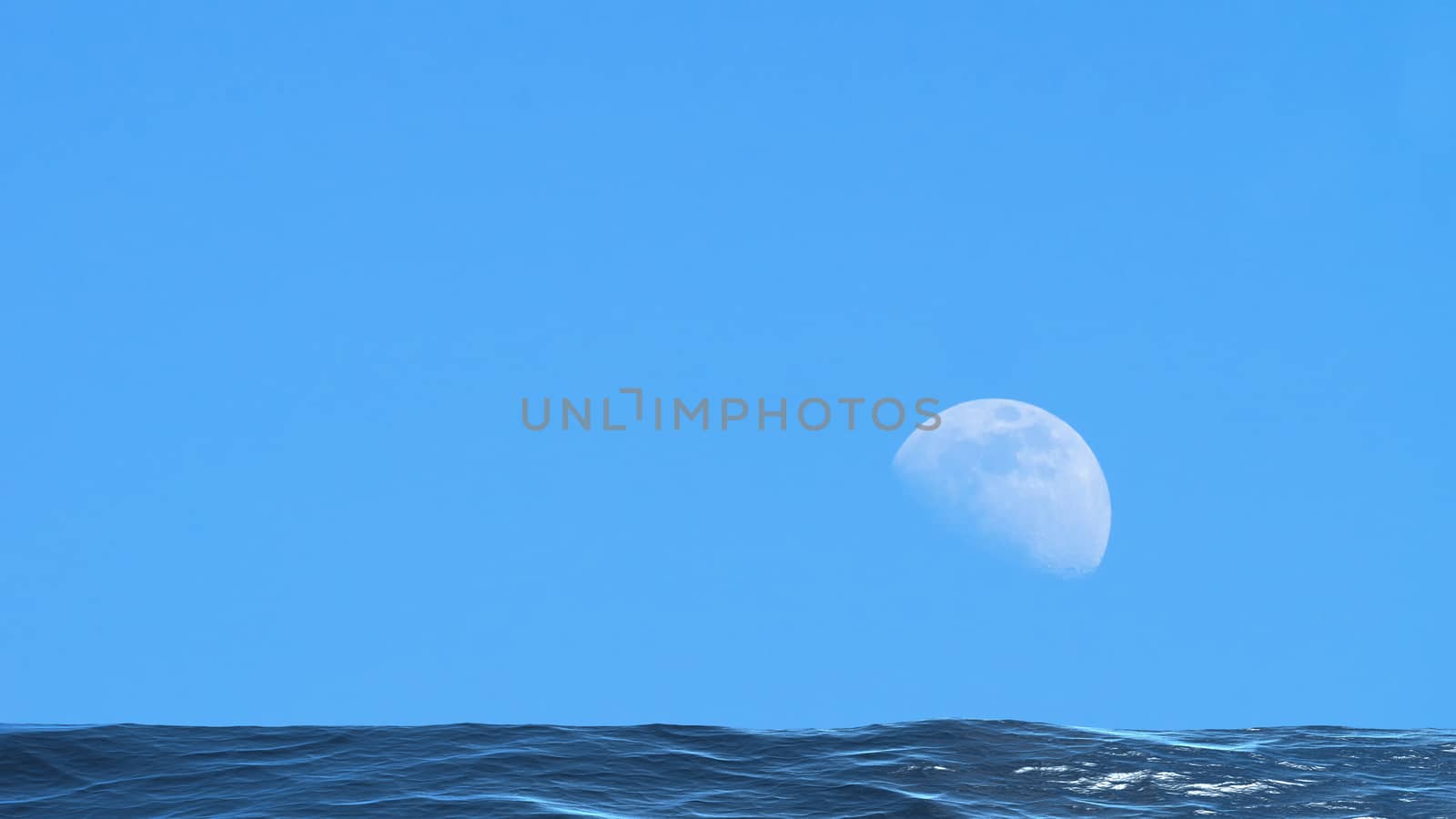 Moon over the blue wide sea by Fr@nk