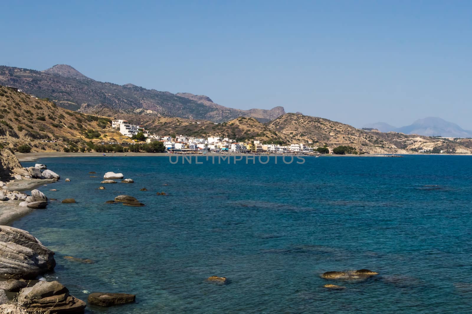 CRETE ISLAND, GREECE. Beach between Myrtos and Tertsa villages, on the "borders" of Heraklion and Lasithi prefectures, on the south coast of the island.