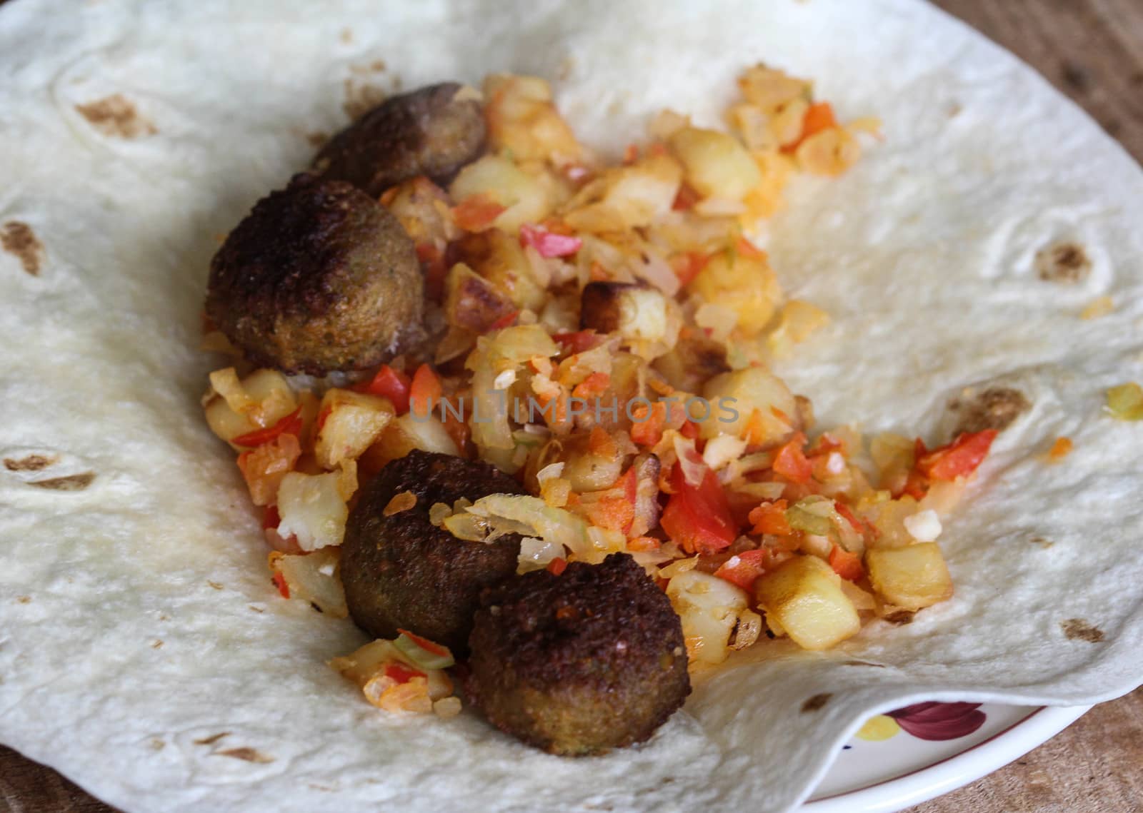 close up of baked falafel