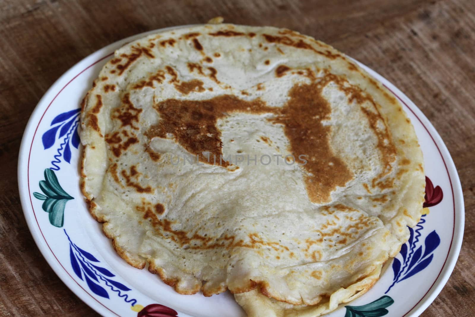 close up of baked pancake in the kitchen