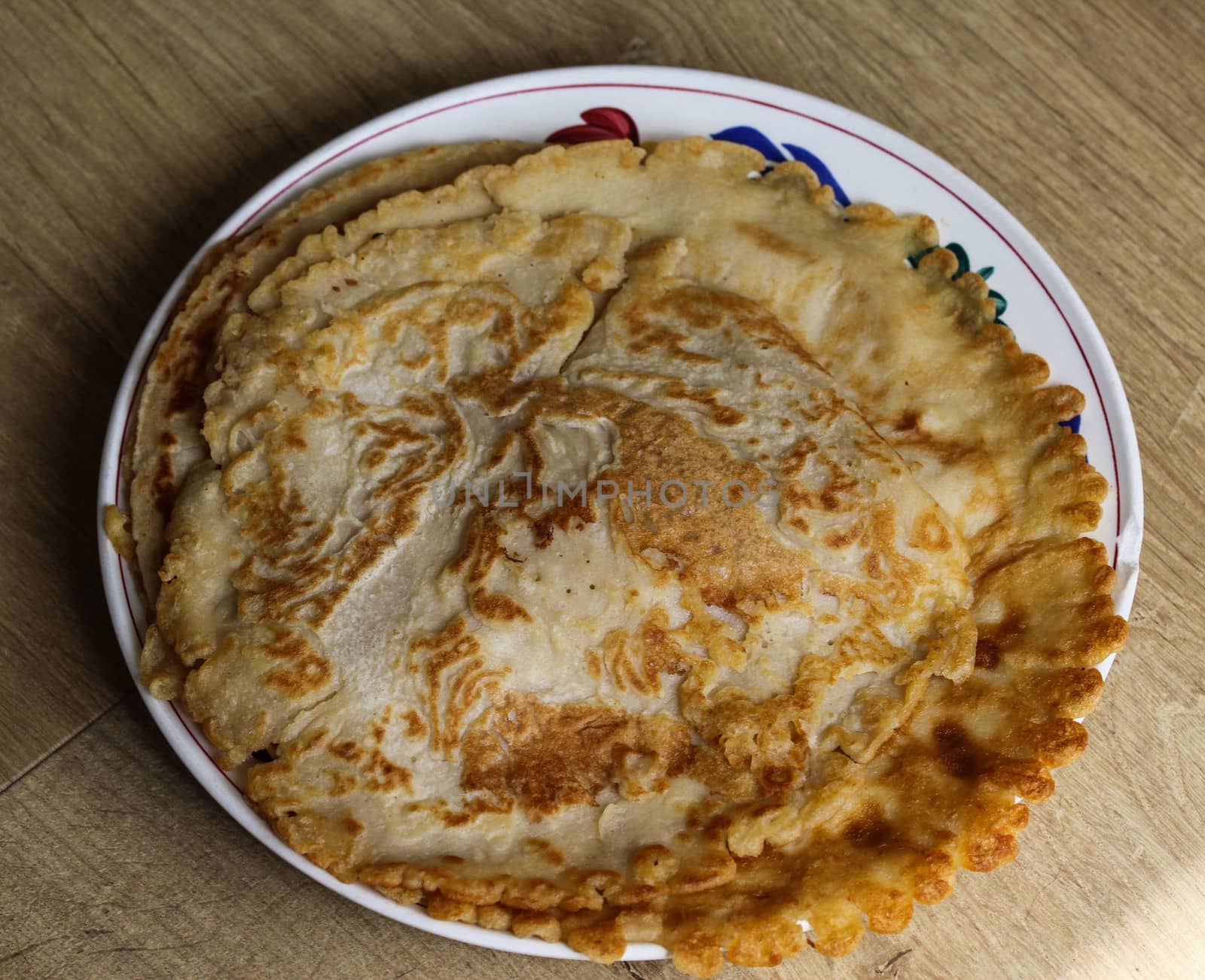 close up of baked pancake in the kitchen