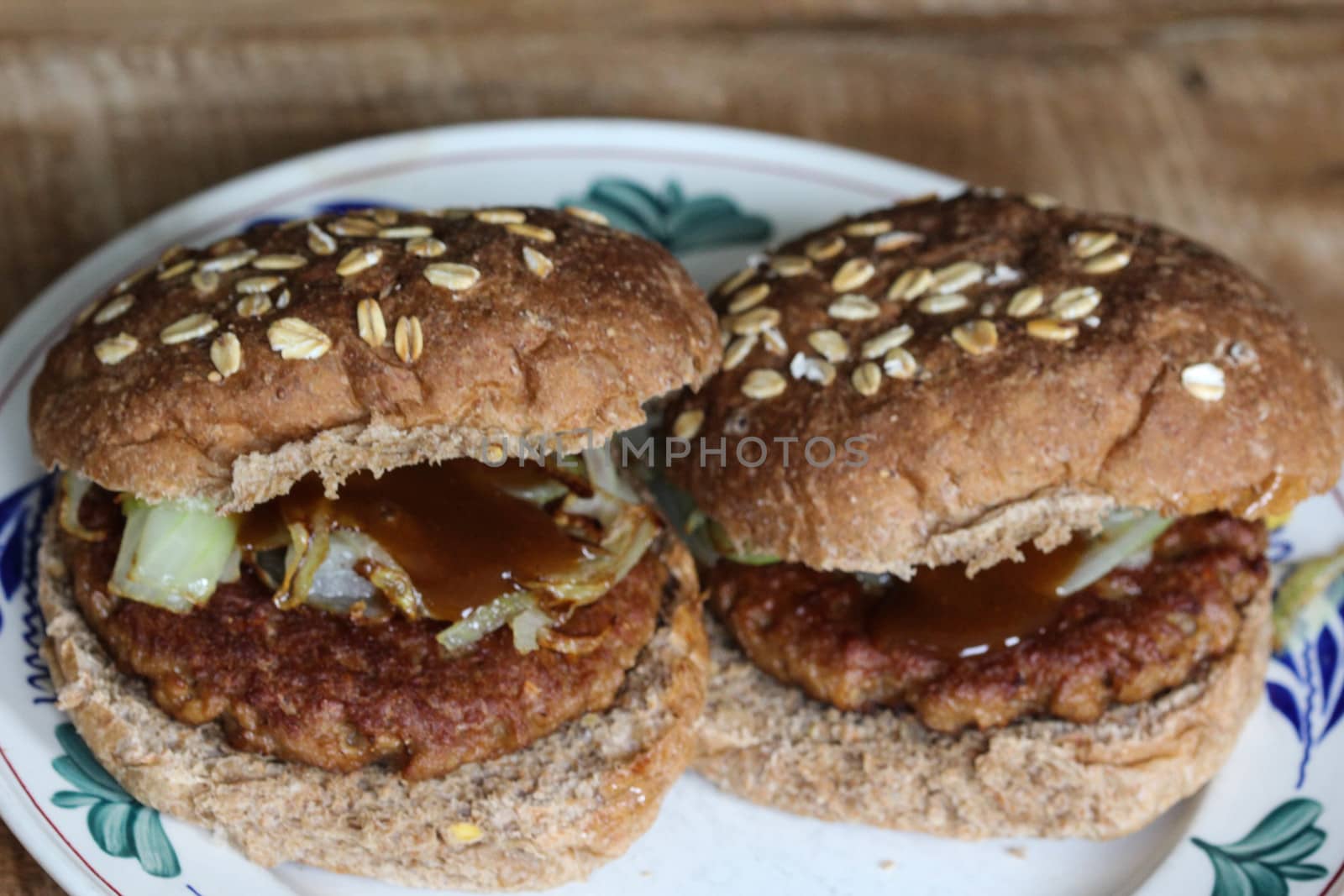 close up of vegetarian soja burger