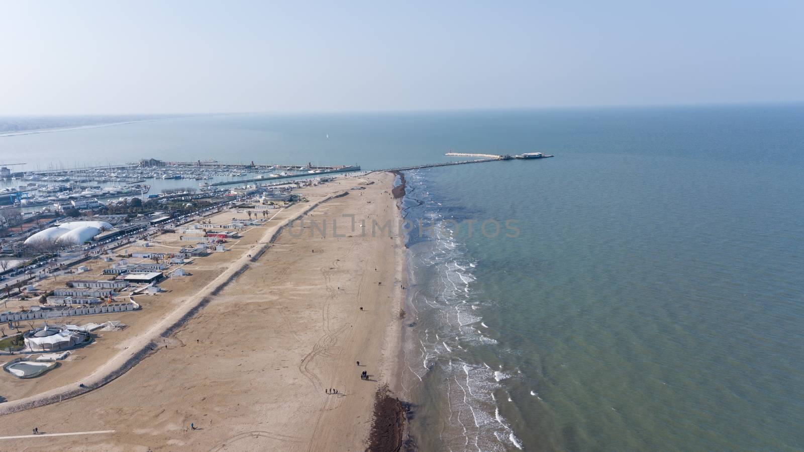 Rimini Sea coast beach Italy aerial drone top view