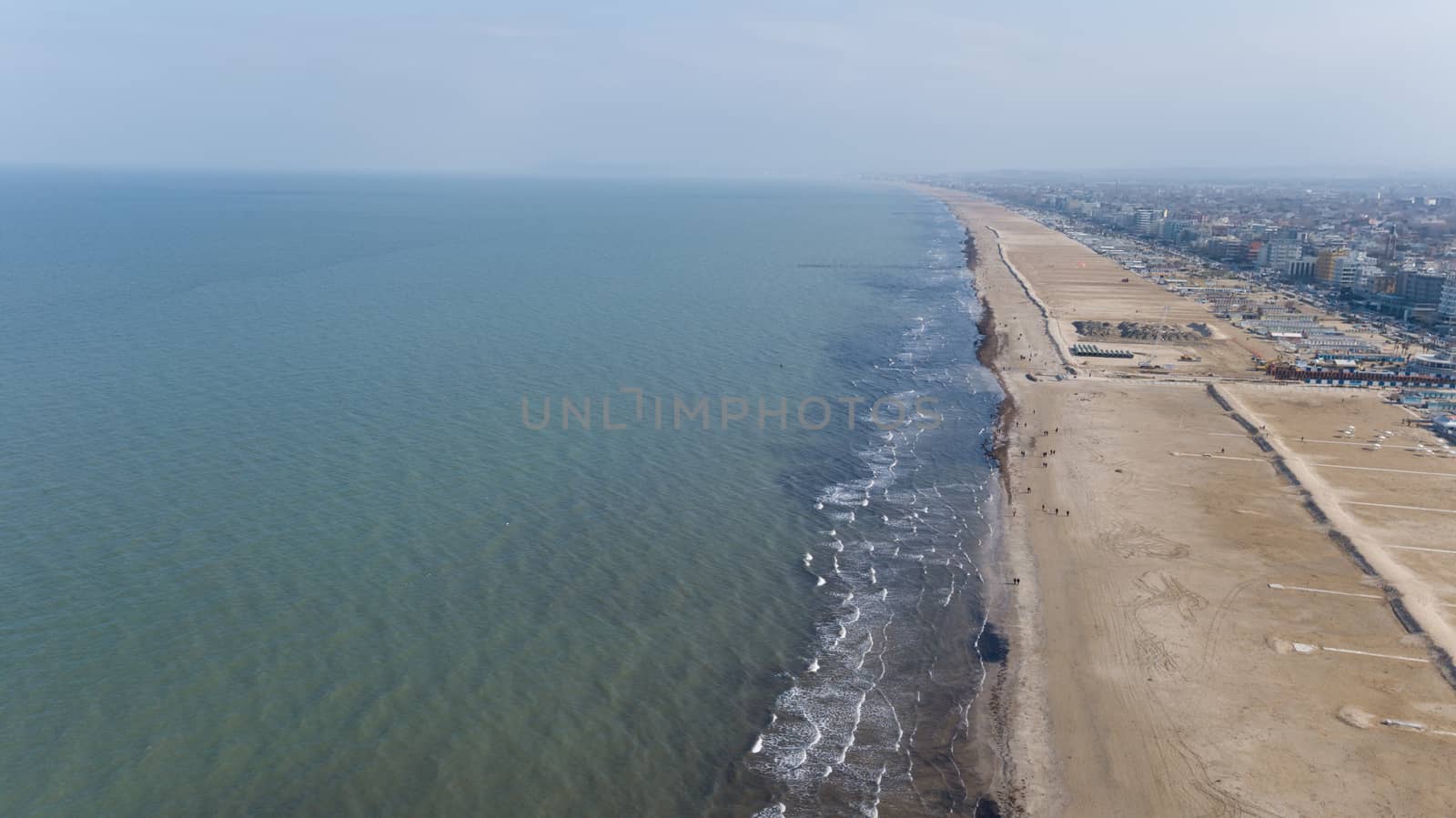 Rimini Sea coast beach Italy aerial drone top view by desant7474