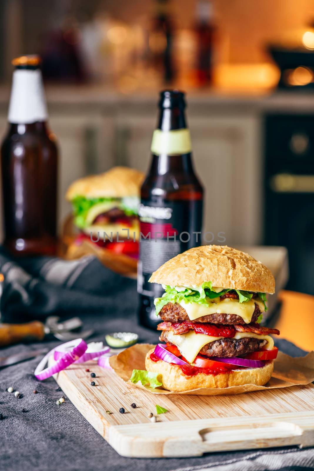 Cheeseburger with Beer and Some Ingredients. by Seva_blsv