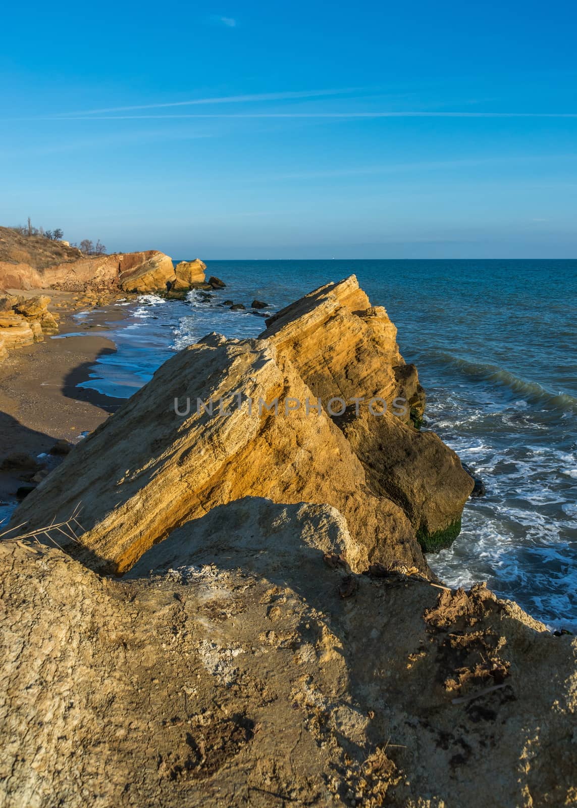 Rocks near the Black Sea coast near the village of Fontanka, Odessa region, Ukraine