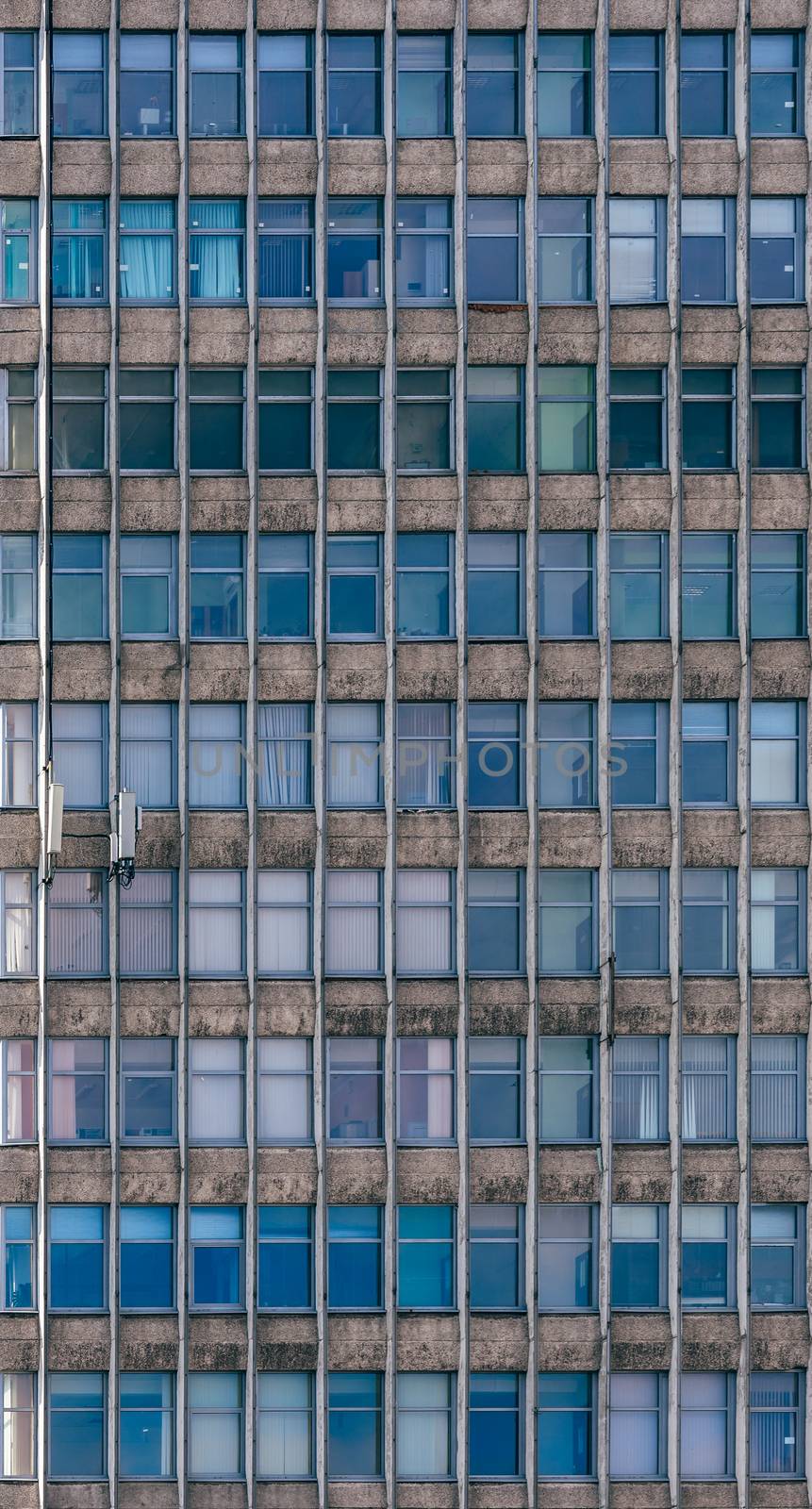 Front of Retro High-rise Office Building, Background.