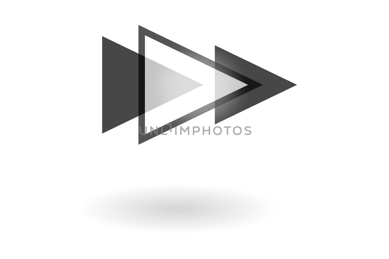 Abstract geometric pattern, monochrome play icon with triangle overlapping on white background