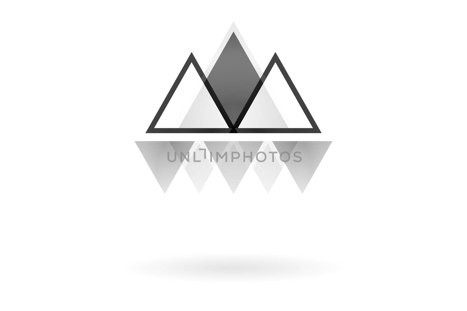 Abstract geometric pattern, monochrome overlapping triangle mountain logo