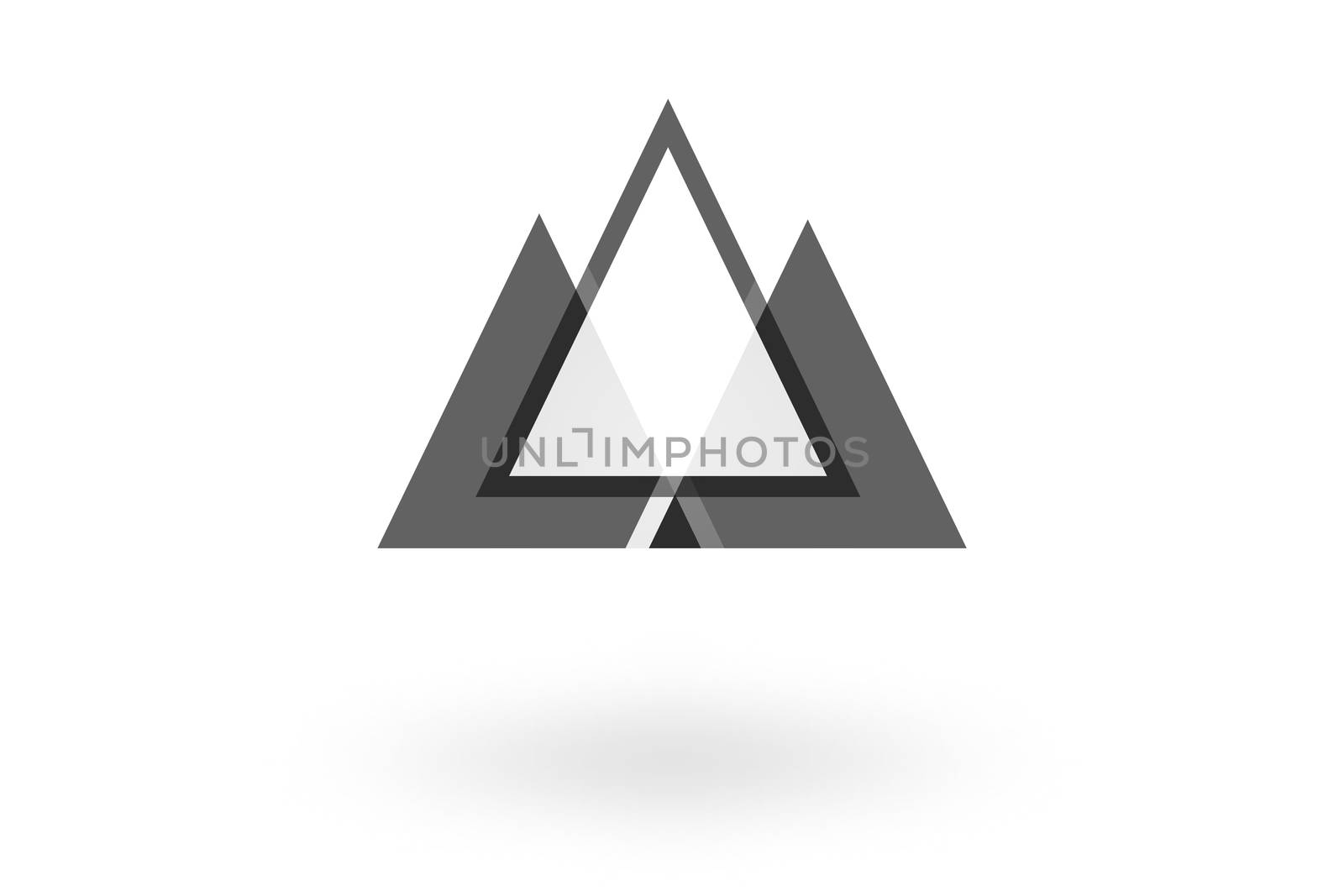 Abstract geometric pattern, monochrome triangle overlapping logo on white background