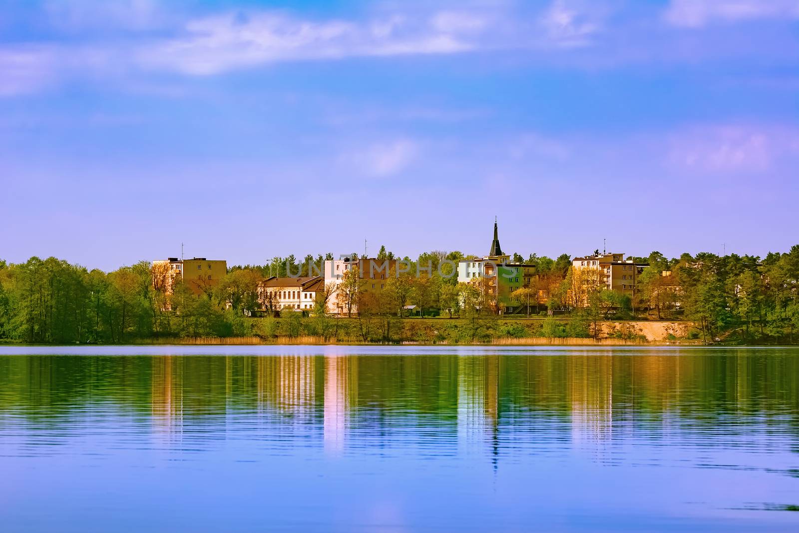 View of Augustow city (Poland) from the lake