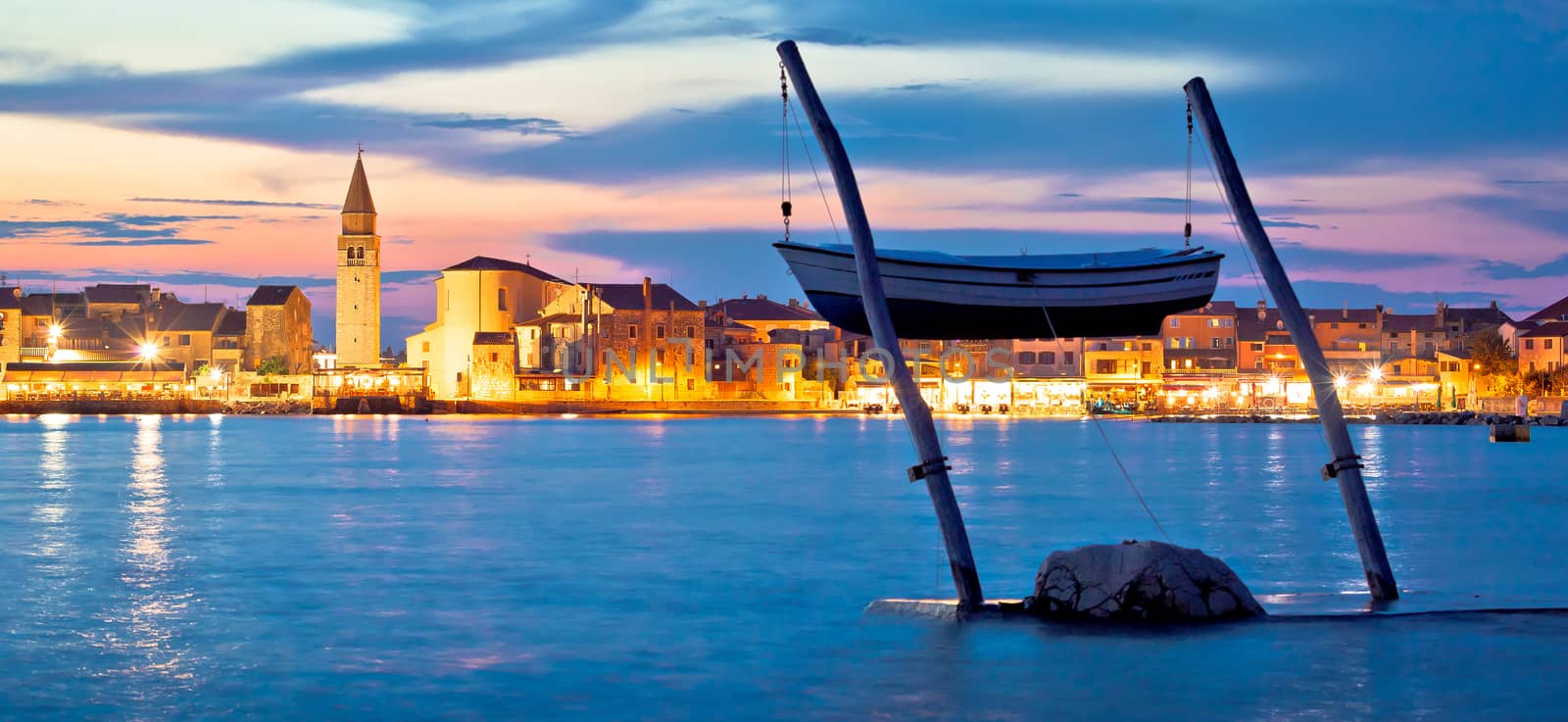 Town of Umag waterfront and coast evening view, tourist destination in Istria, Croatia