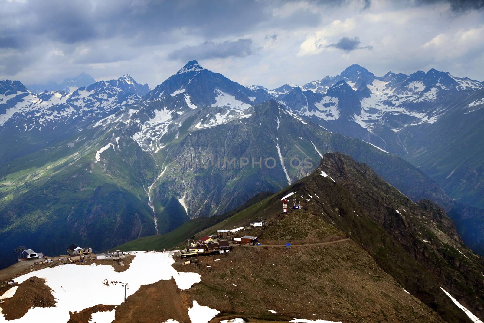 Mountains scene with dramatic blue sky in national park of Domba by friday