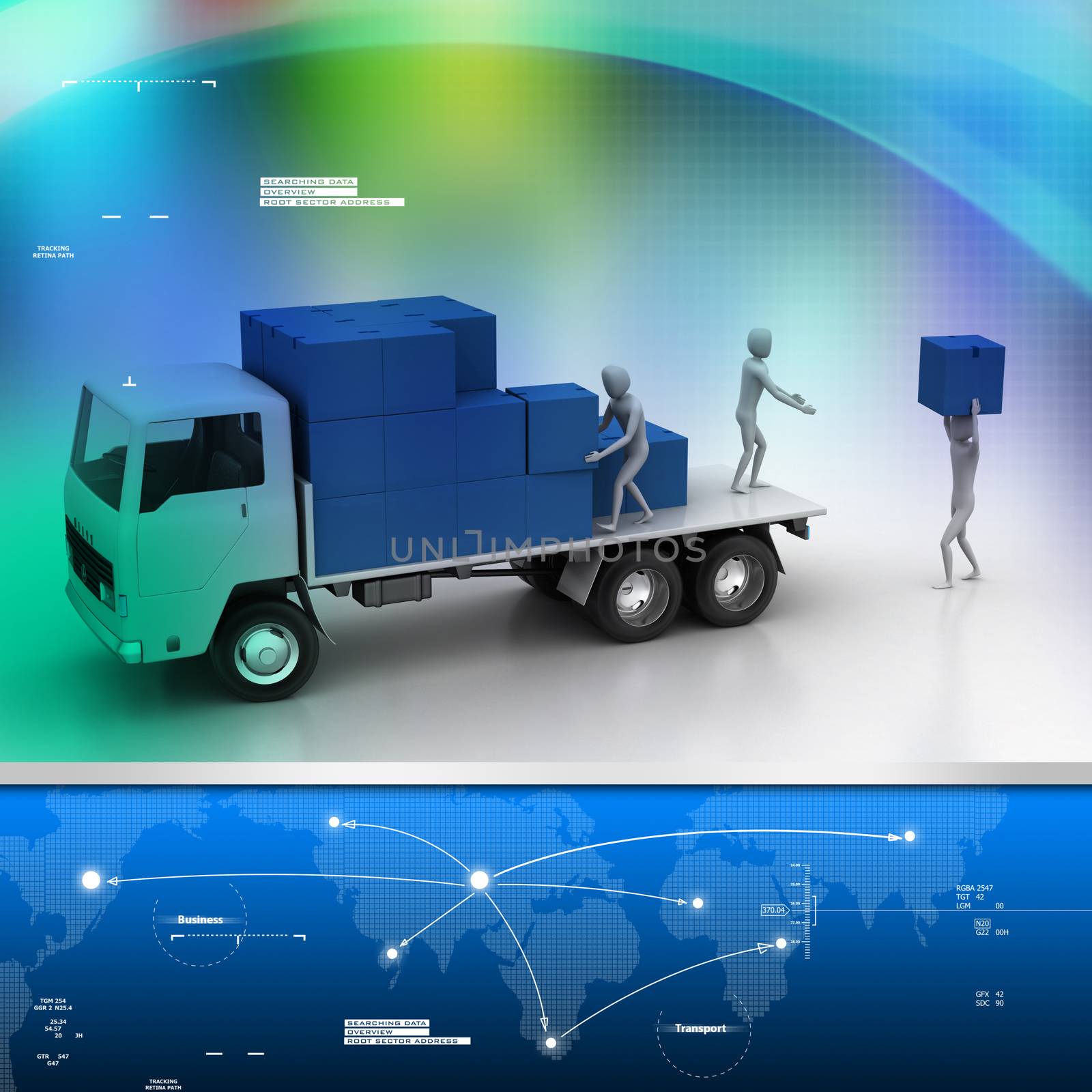 Transportation trucks in freight delivery by cuteimage