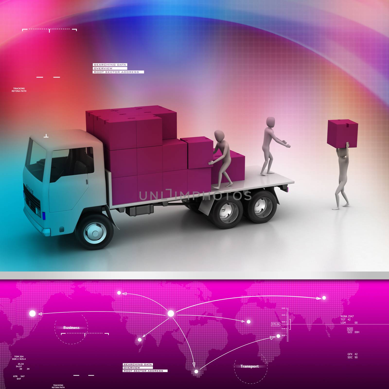 Transportation trucks in freight delivery by cuteimage