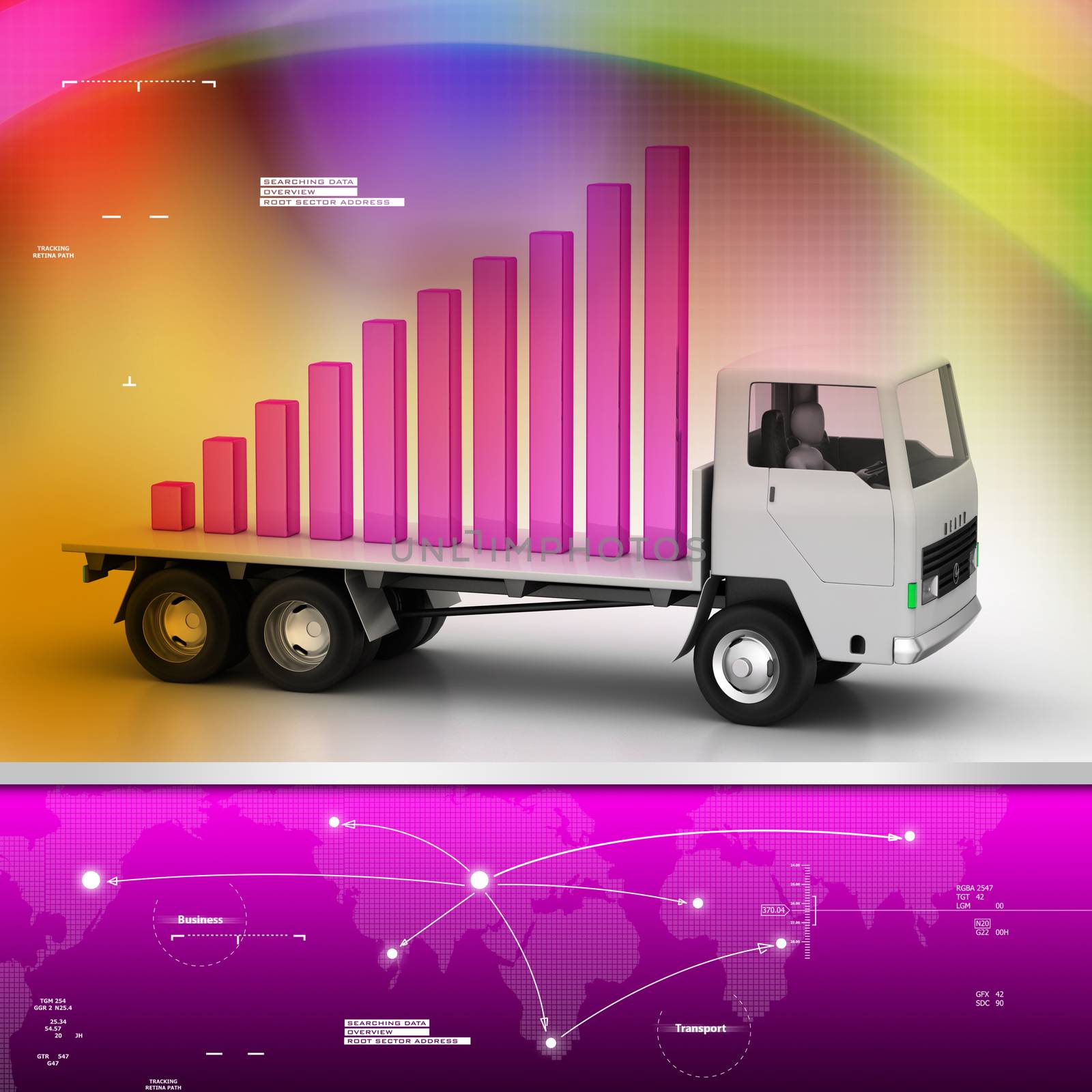 Transportation of business graph in truck by cuteimage