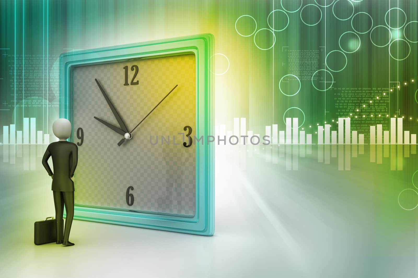 3d man watching the clock