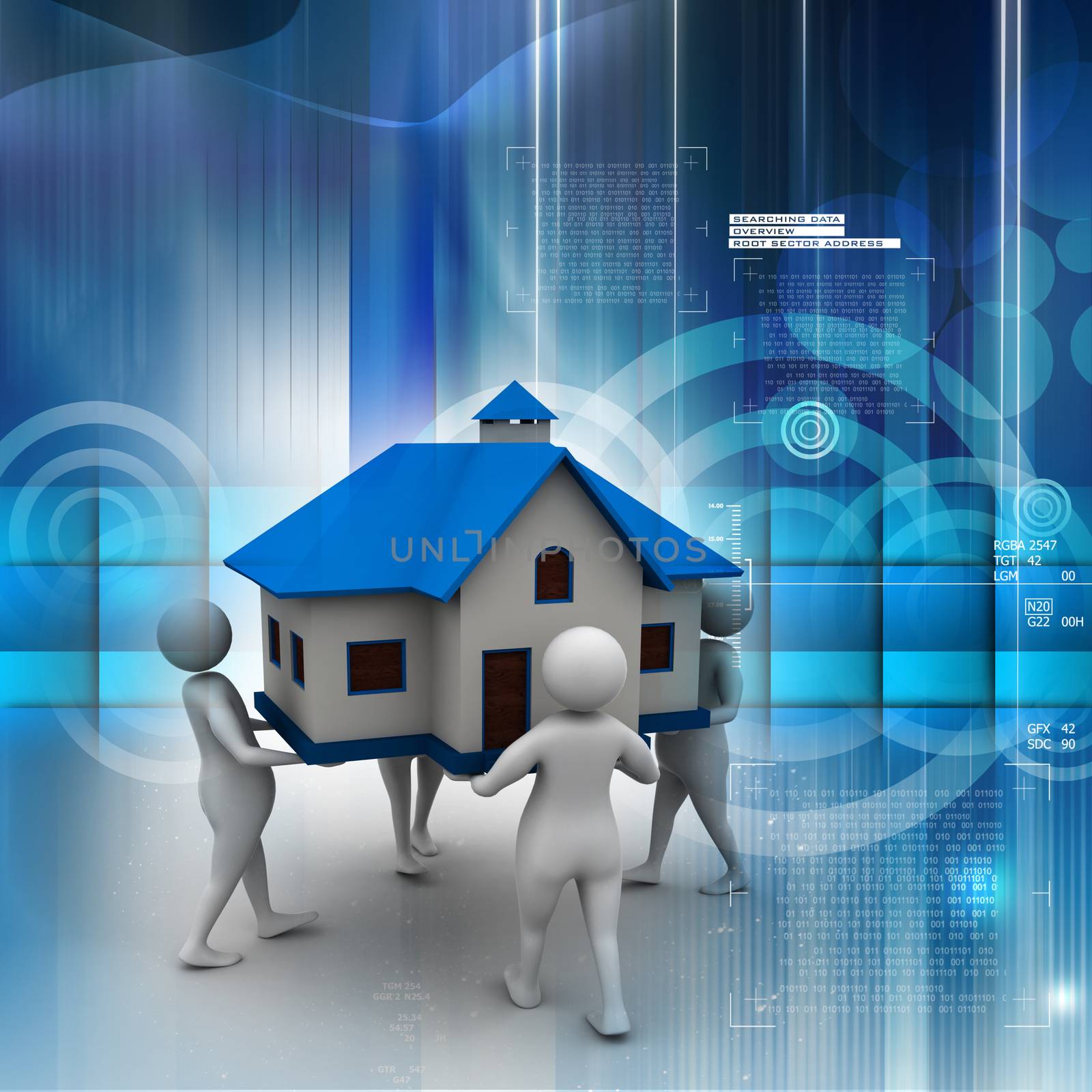 3D people holding a house by cuteimage