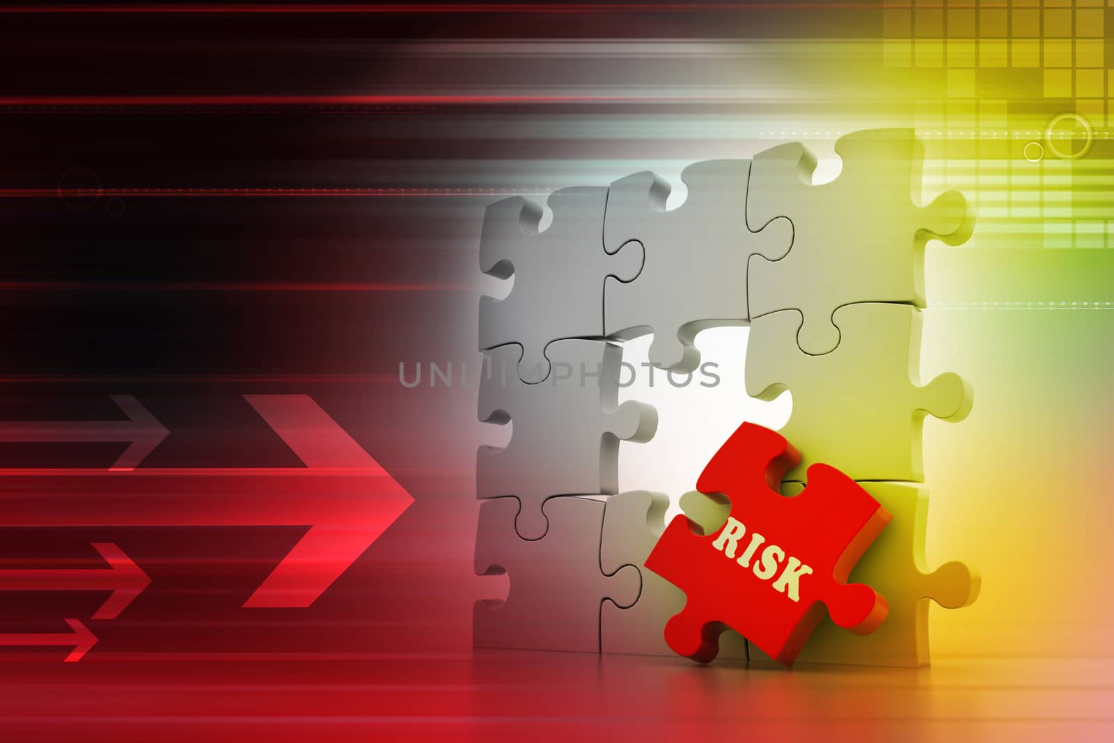 Finance concept: Risk on red puzzle piece