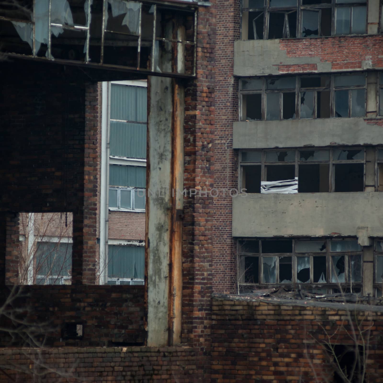 ruins of a very heavily polluted industrial factory, industrial series