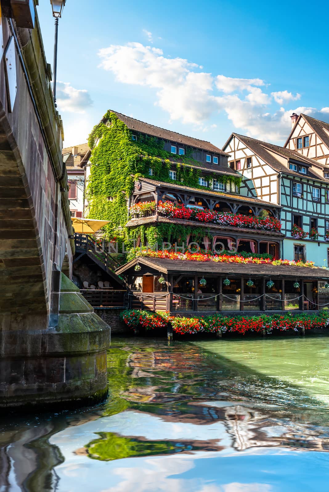 Picturesque district Petite France in Strasbourg, houses on river