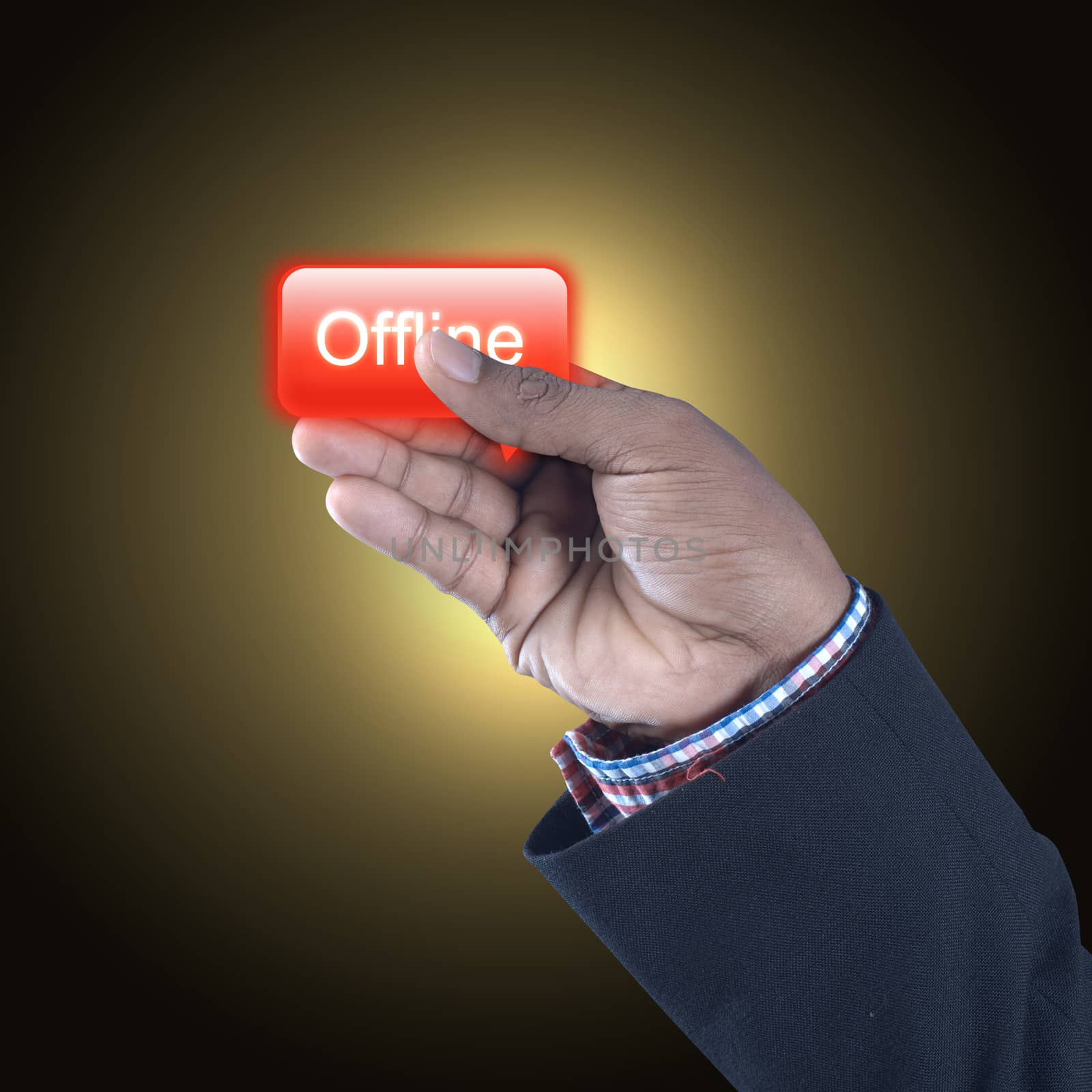 Business man with offline button by cuteimage