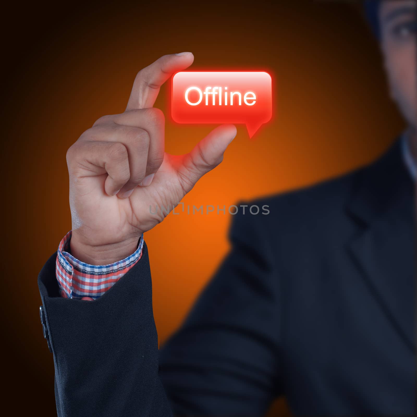 Business man with offline button by cuteimage