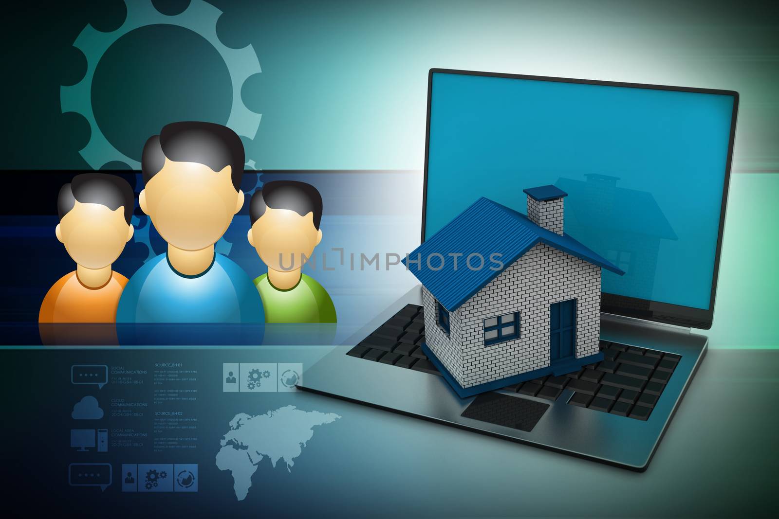 Real estate concept with laptop by cuteimage