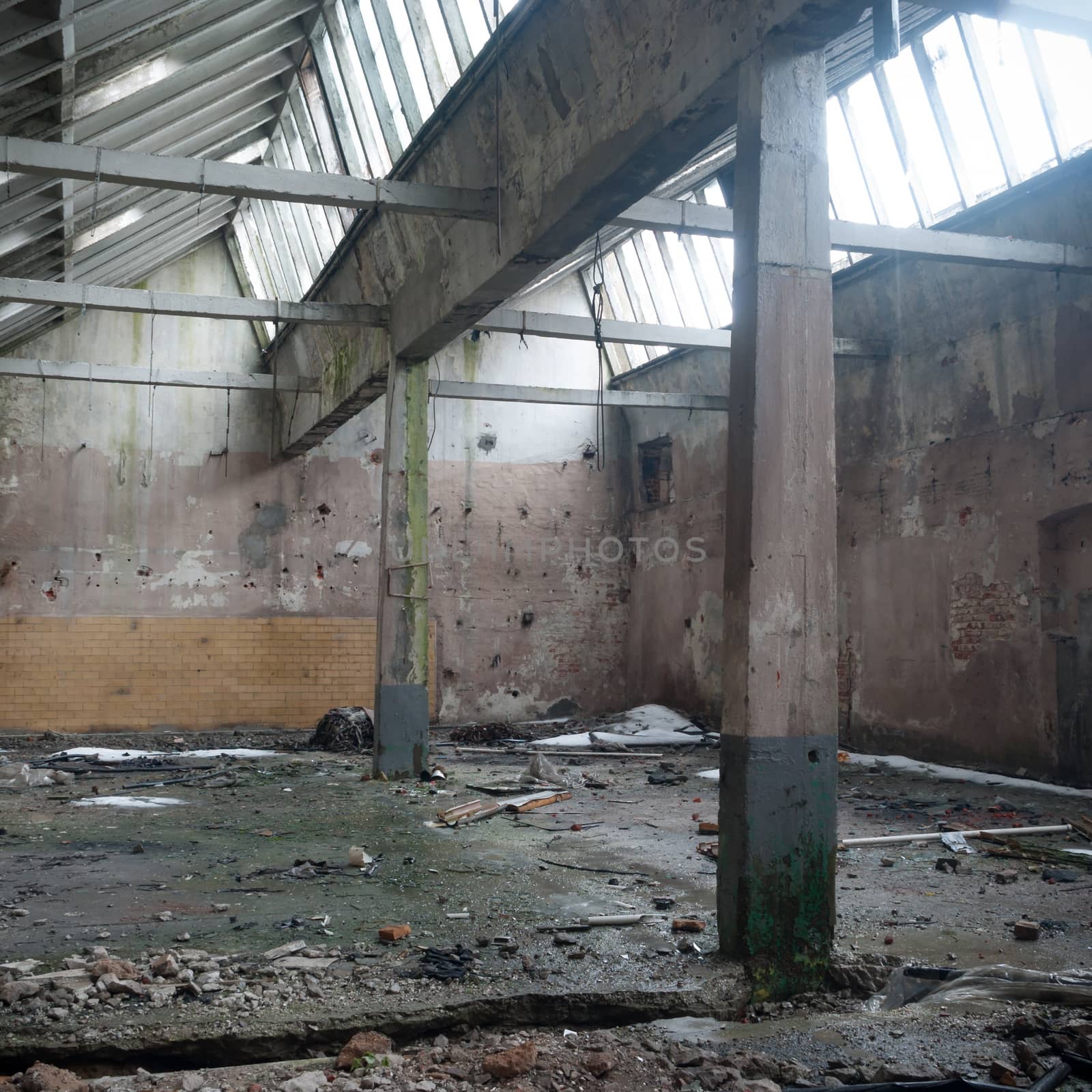 ruins of a very heavily polluted industrial factory, industrial series