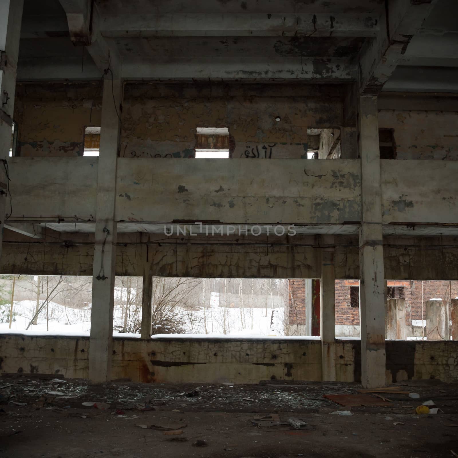 ruins of a very heavily polluted industrial factory, industrial series