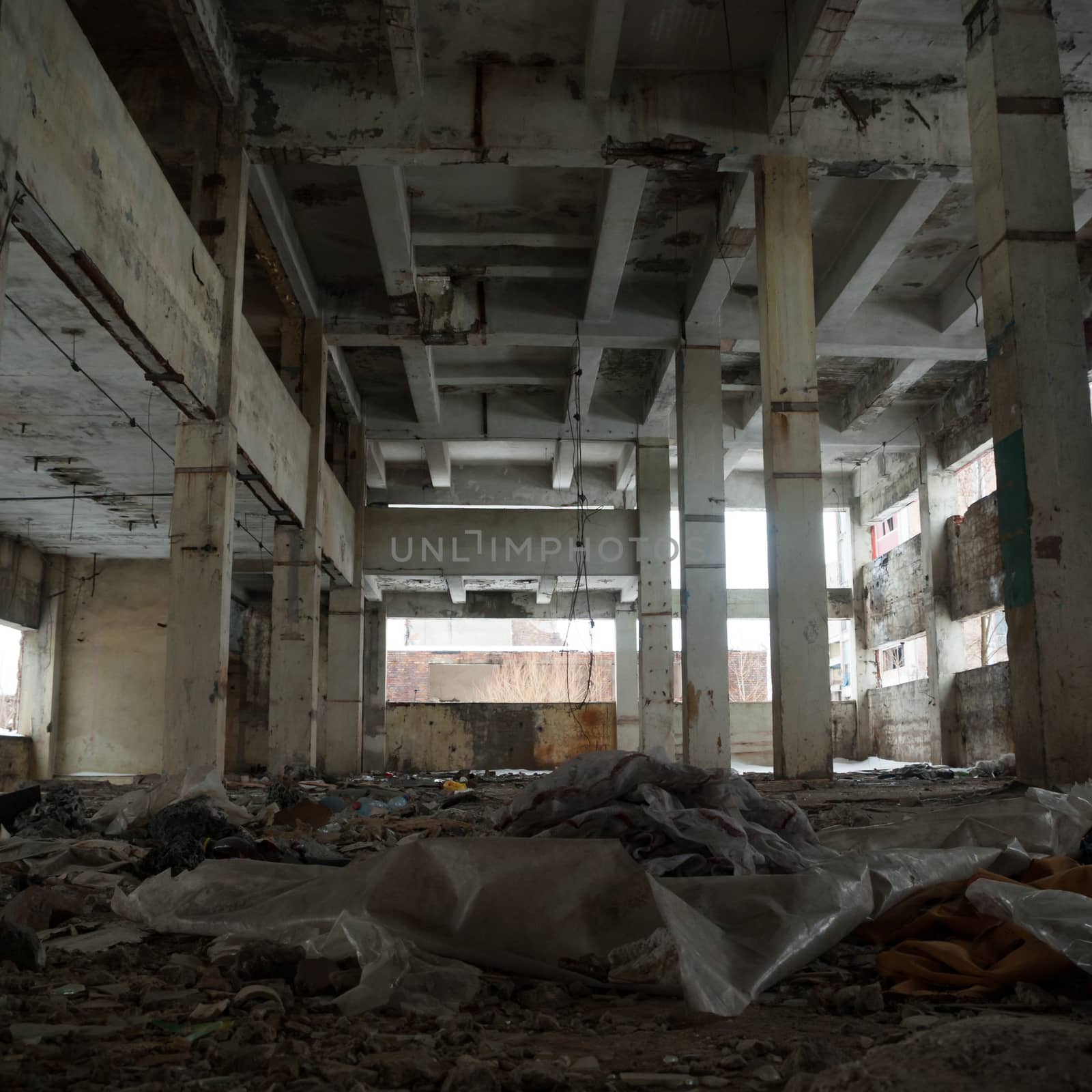 ruins of a very heavily polluted industrial factory, industrial series