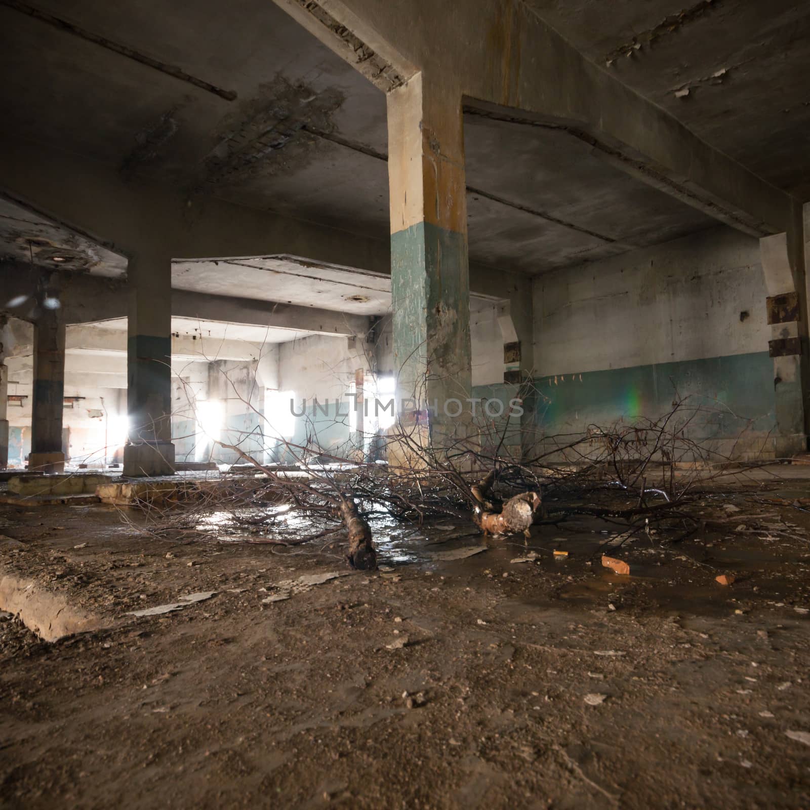 ruins of a very heavily polluted industrial factory, industrial series