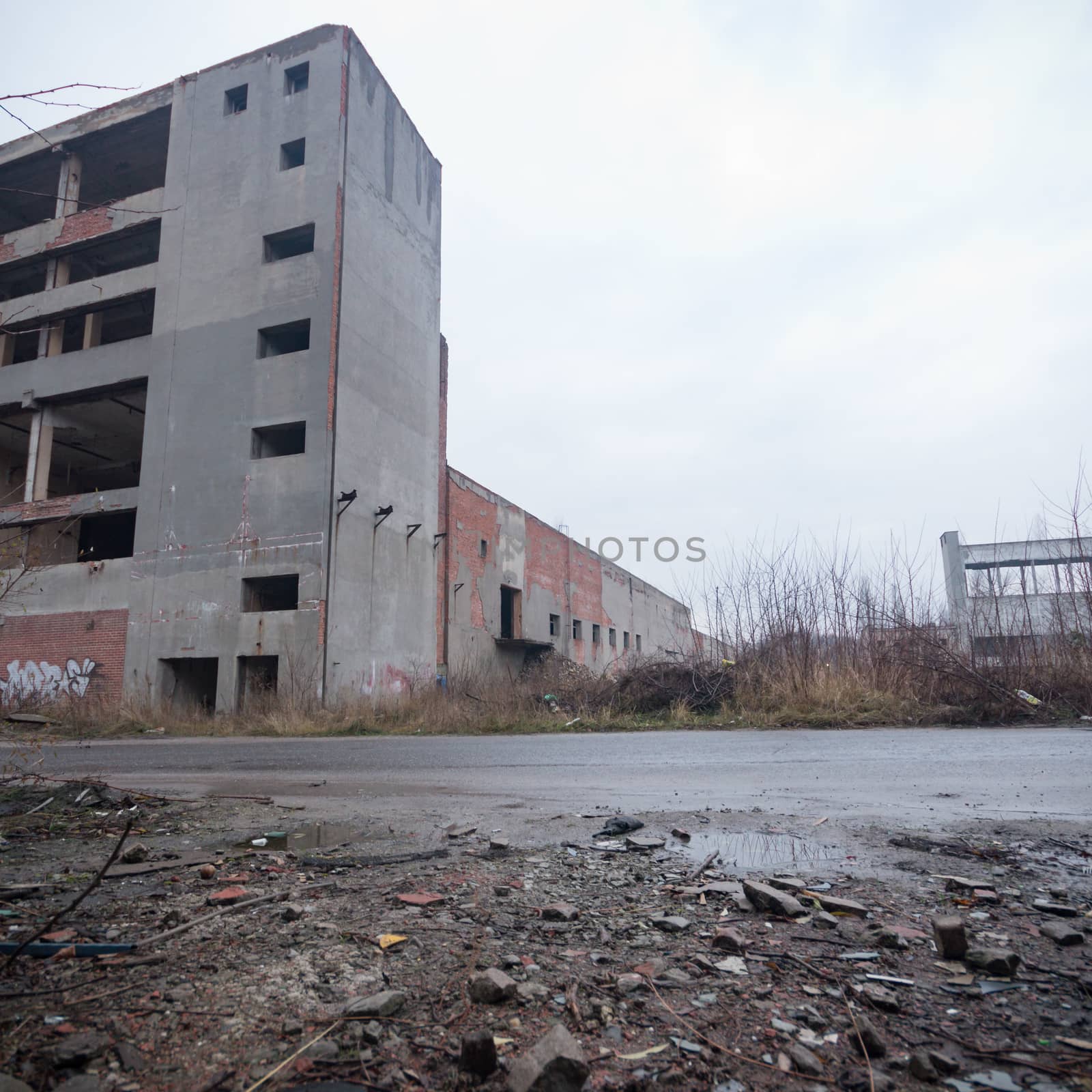 ruins of a very heavily polluted industrial factory, industrial series