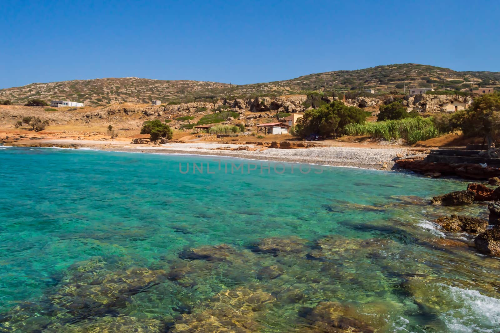 View of the beach of kato selles in the north east of the island of Crete.Grece