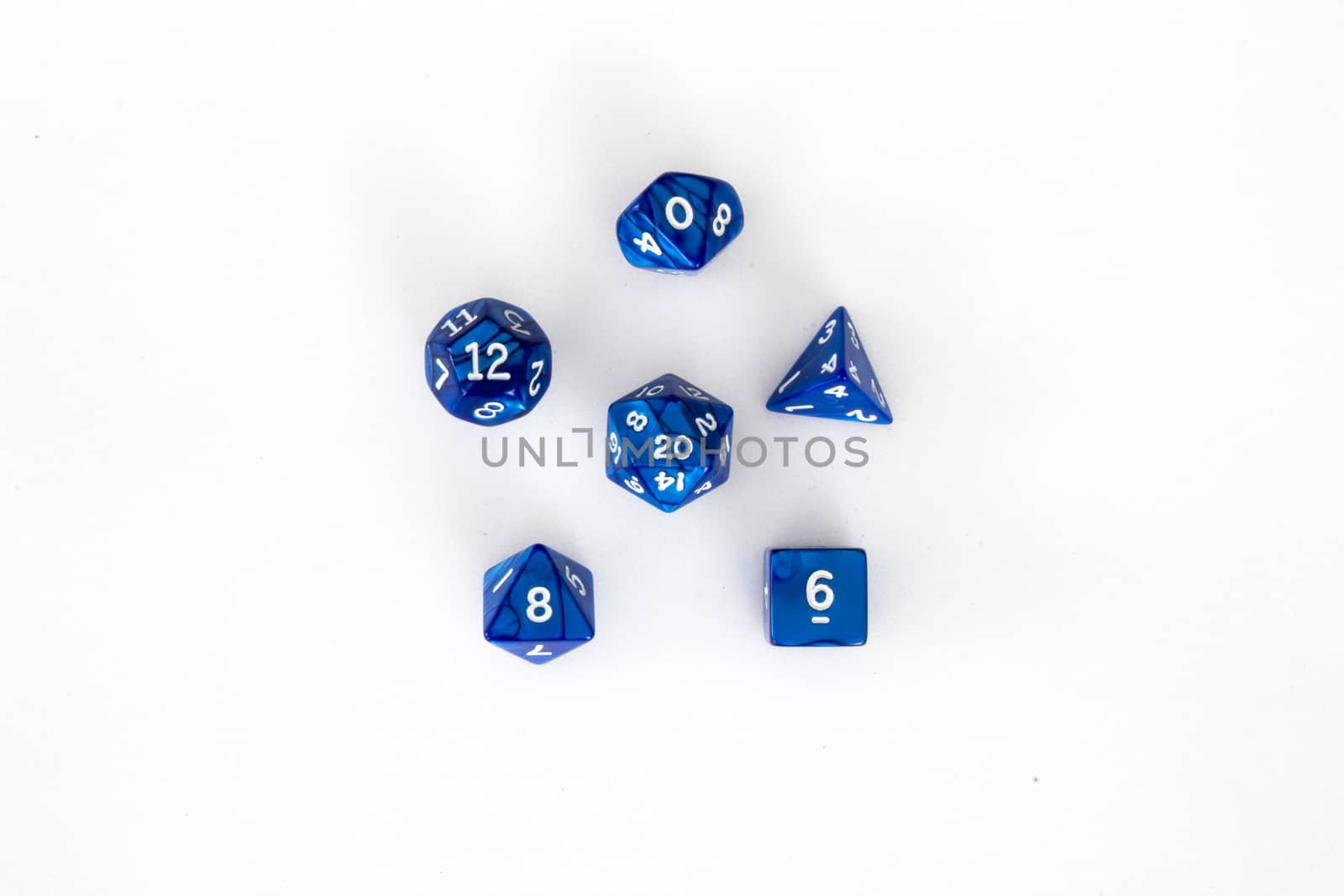 Poly dice set blue and white by bluiten