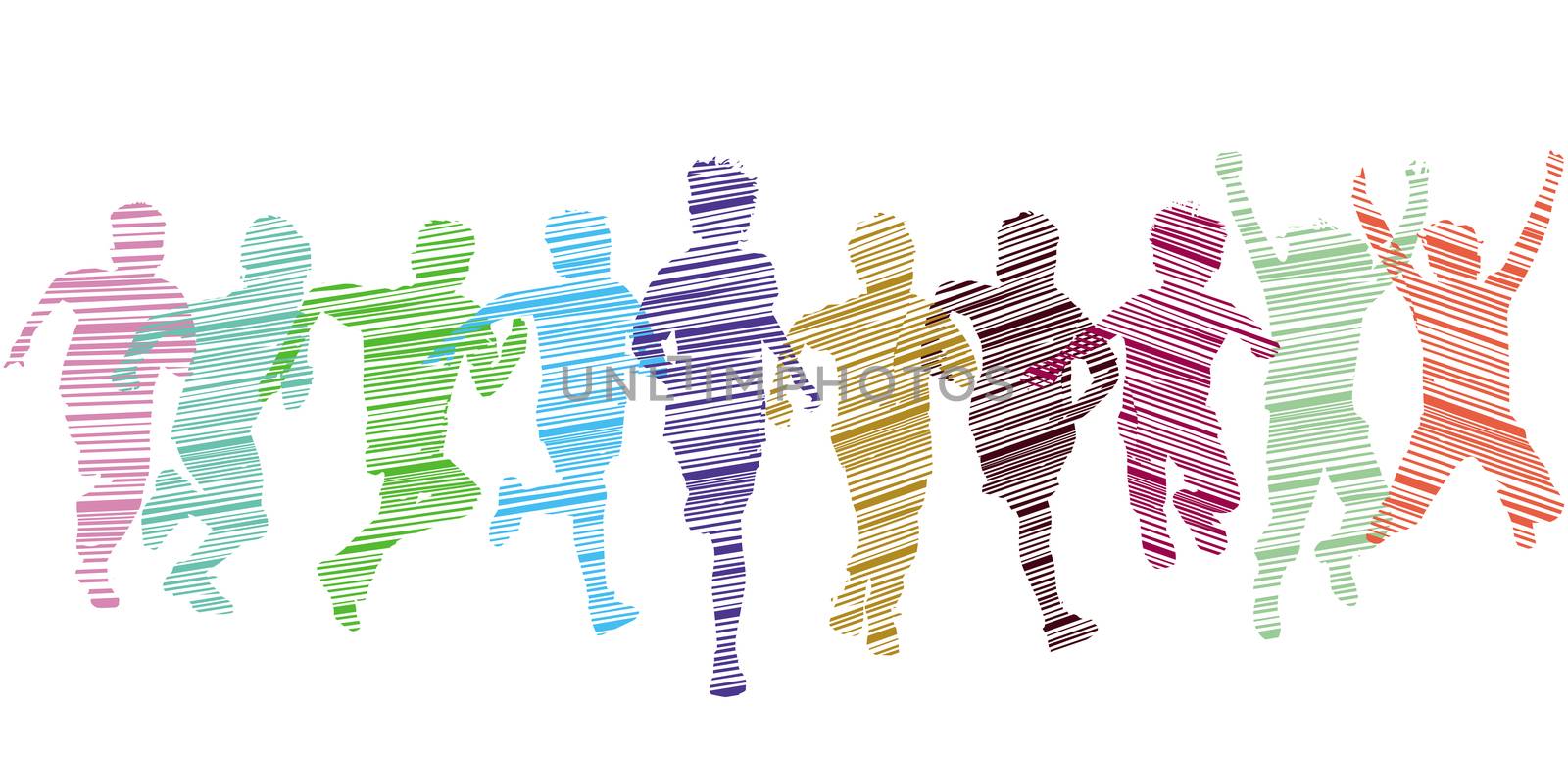 A group of kid run and have fun, illustration-Isolated by scusi
